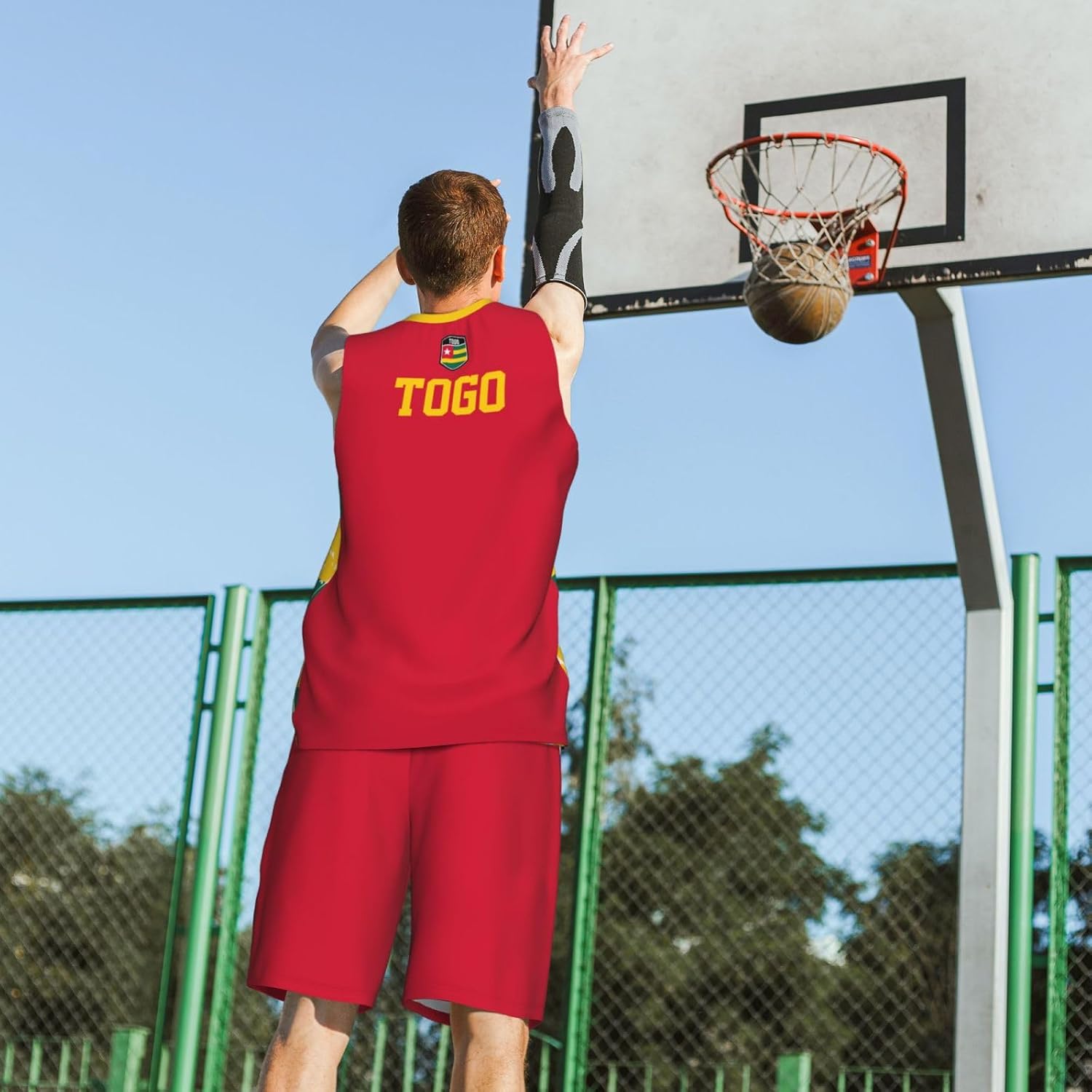 Togo Flag Grain (3) Basketball Jersey Uniform Suit for Men Adults Training Athletic Set