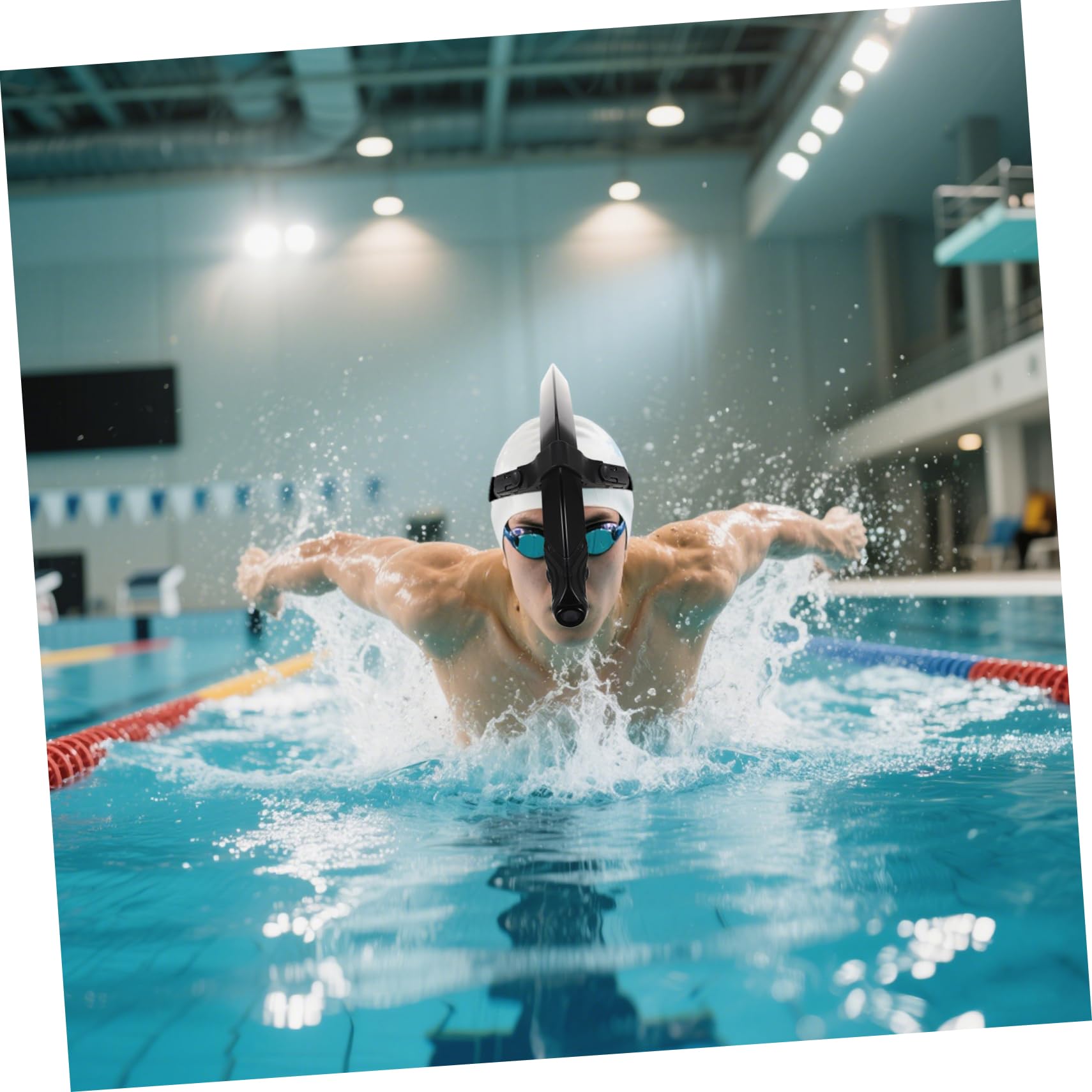 TOYANDONA Snorkel de Natación Tubo Flexible Boquilla de Silicona Diseño Semi-seco para Entrenamiento de Vueltas en Piscina