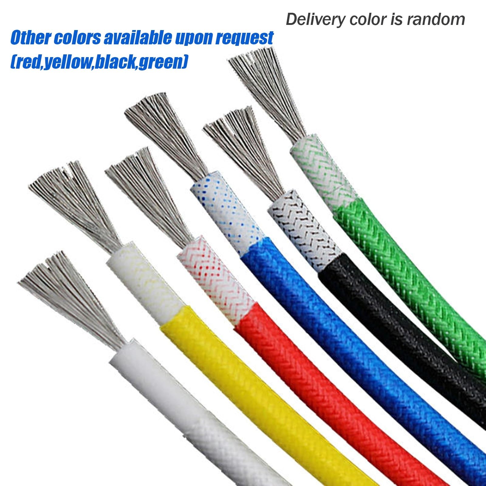 Alambre eléctrico de alta temperatura Calor, Alambre de cobre estañado trenzado silicón 10-22AWG -65°C a 300°C multicolor(25ft,20AWG)