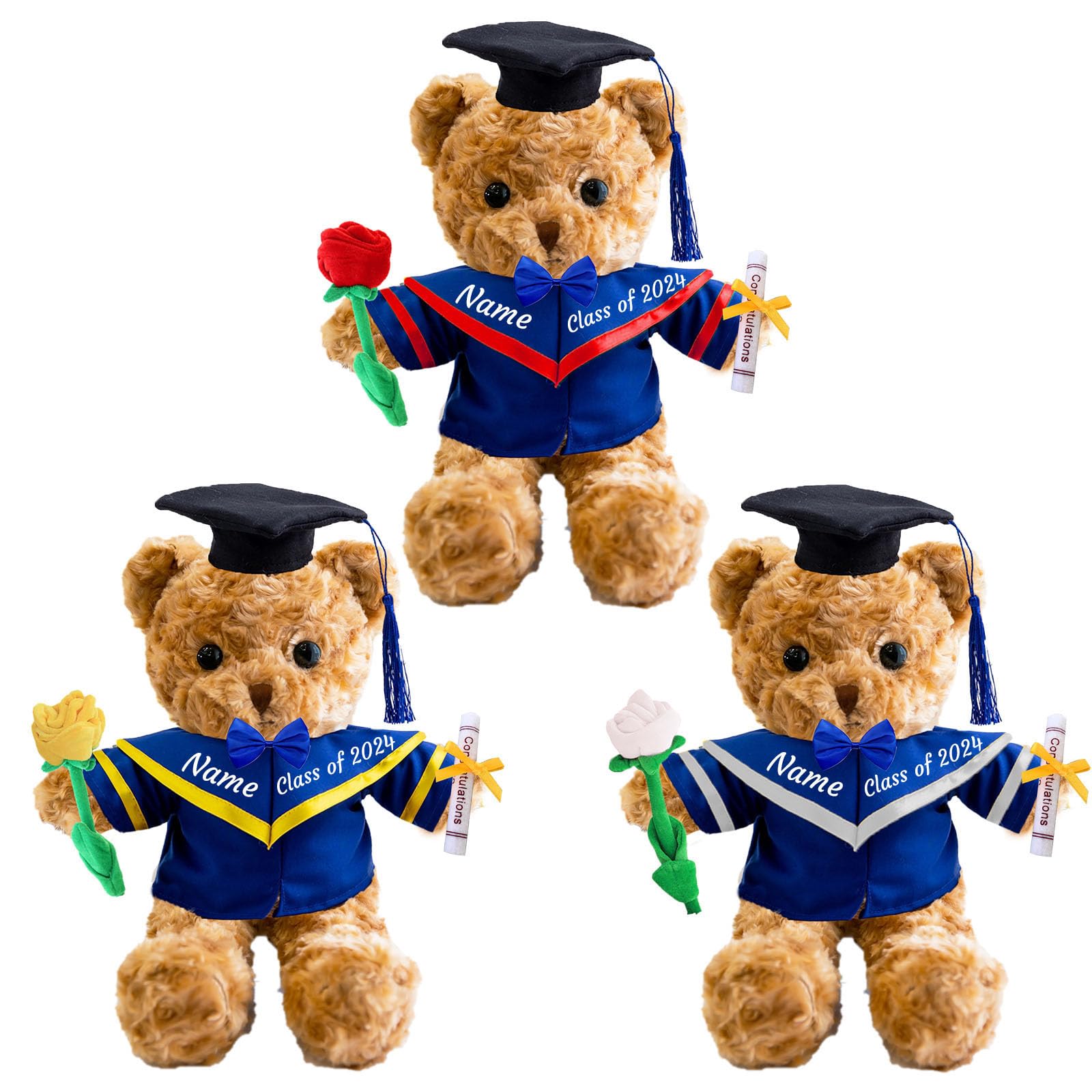 Personalisiertes Abschluss-Geschenk: GraduationBär Mit Text/Name (20 Cm, Inkl. Hut & Diplom) – Für Schule/Uni 2024
