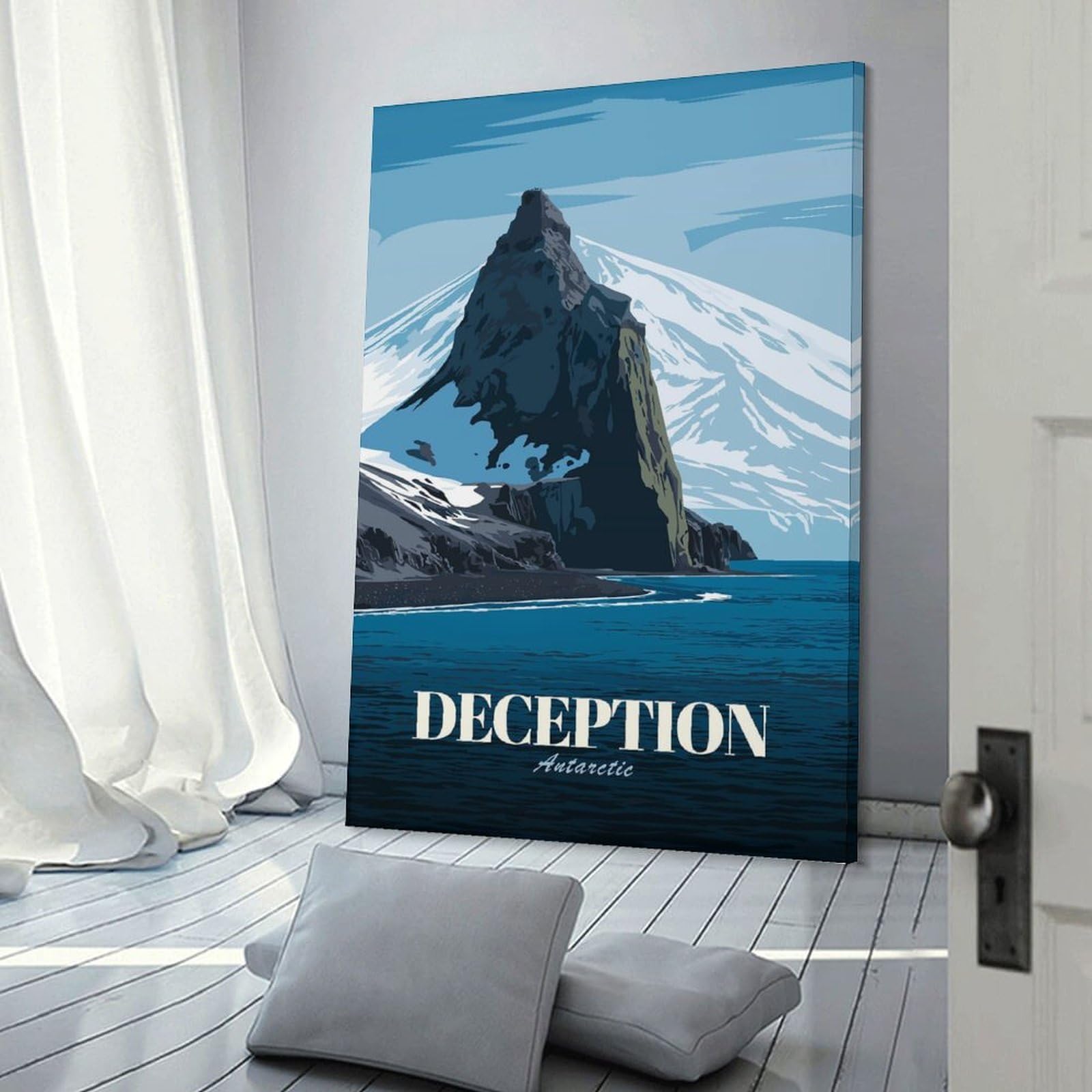 Junmoney Canvas Wall Art Deception Island, Antarctica Travel, 24x36inch(60x90cm), for Corridors, Hallways Or Apartment Entries, Decorative Canvas Styling for Entry Areas
