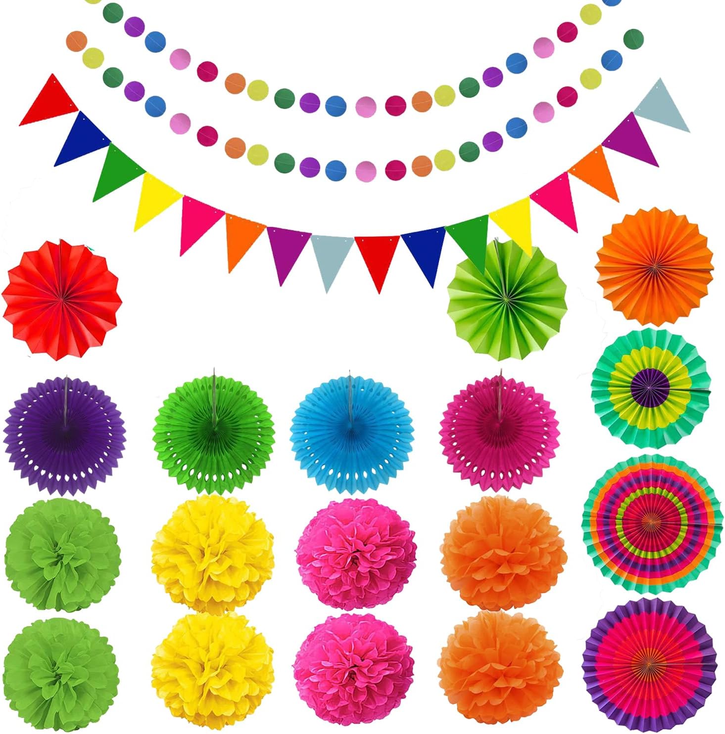 1pc Colorful Paper Fan Decoration Set, Carnival Party Decoration Set, Hanging Multicolored Paper Fans, Summer Party Decorations For Birthday Celebration, Wedding, Prom