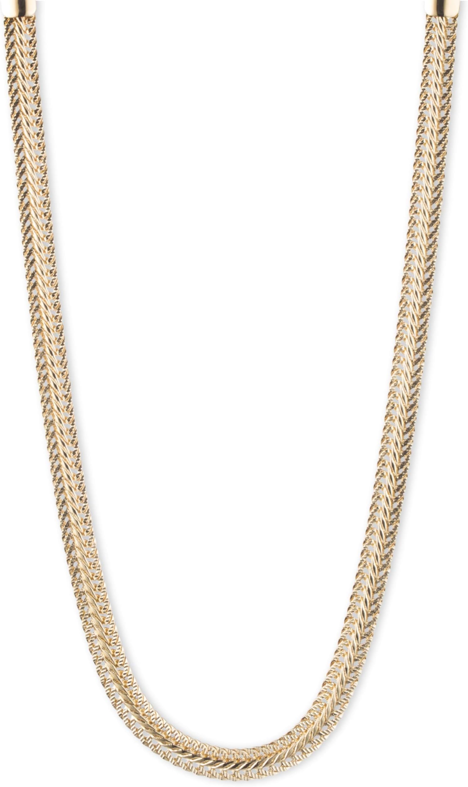 Anne Klein Classics Gold-Tone Flat Chain Necklace, 16 inches, Metal, No Gemstone