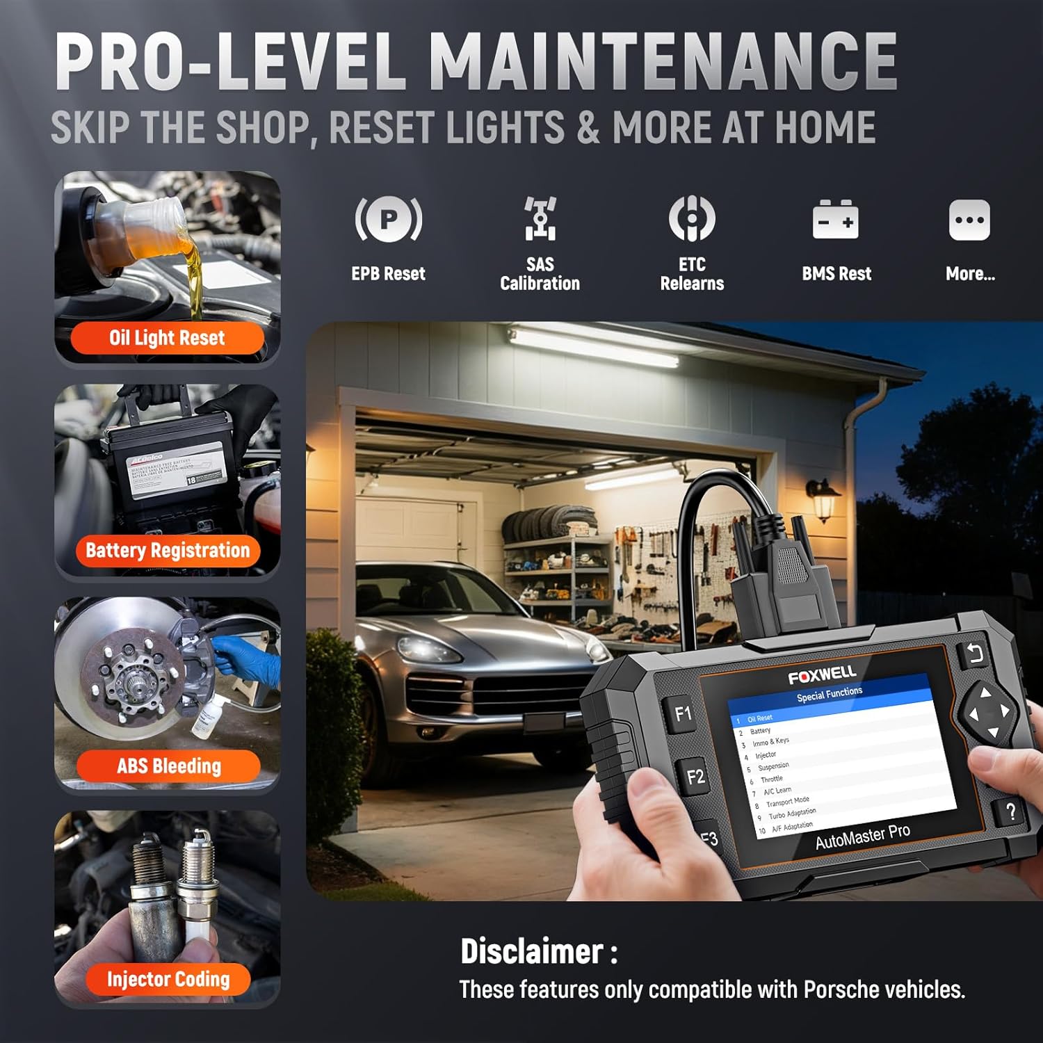 FOXWELL NT510 Pro fit for Porsche OBD2 Scanner with 12V Battery Tester, Full System Diagnostic Bidirectional Control Scanner with All Resets, 12V Battery Health Analyzer with Cranking & Charging Test