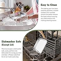 Vista 6 de TeamFar Molde rectangular para tartas con tapa, 9.3 x 7 pulgadas, de acero inoxidable, para hornear lasaña, no tóxico y lado profundo, apto