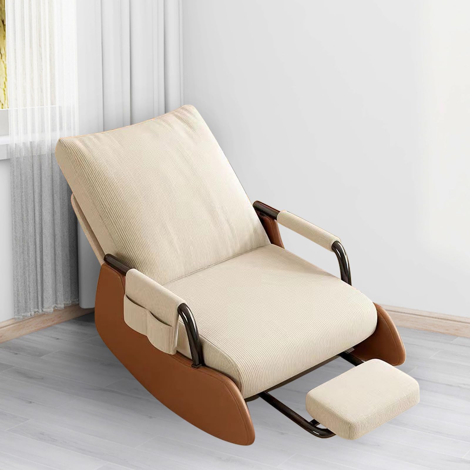 TWSOUL Schaukelstuhl, Lesesessel Bequem, Wohnzimmersessel mit 3-Fach Verstellbare Rückenlehne, Relaxsessel mit Dehnbare Fußstütze, Schaukelsessel für Schlafzimmer Wohnzimmer