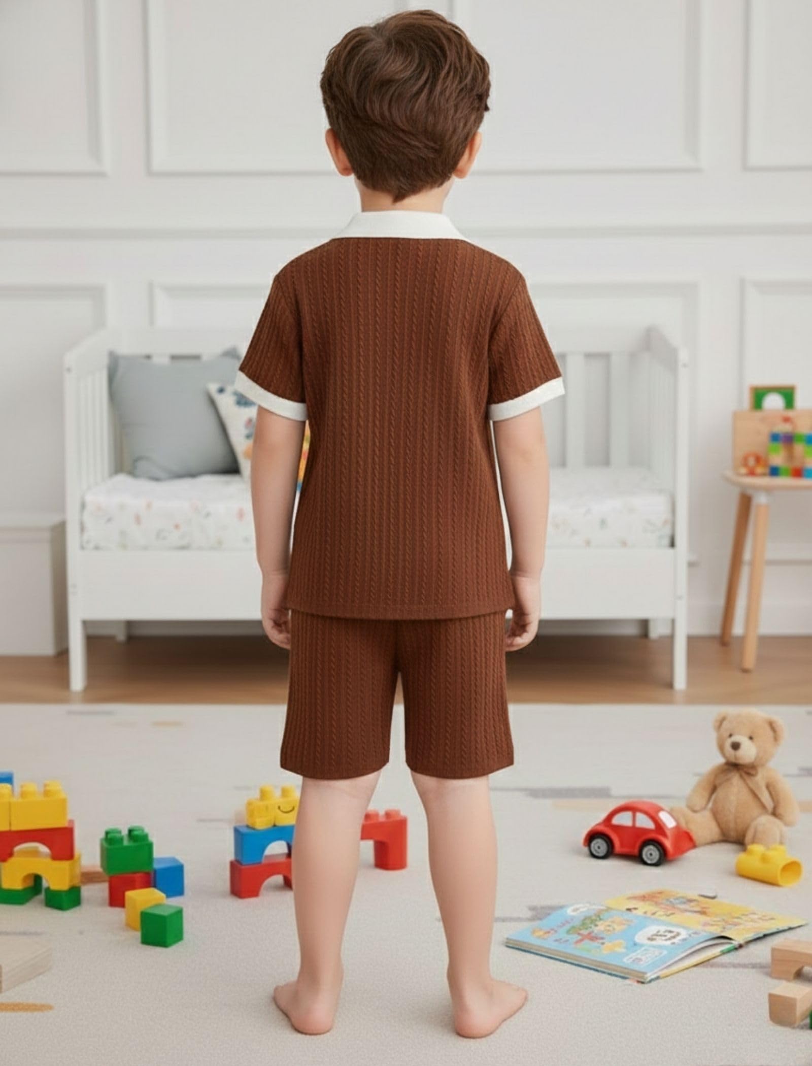 EMBLIKA Cotton Lycra Blend Half Sleeve Polo Neck Regular Fit Boys T-Shirt | Kids T-Shirt |Tshirts for Kids Boys | Cotton Tshirt Brown 1