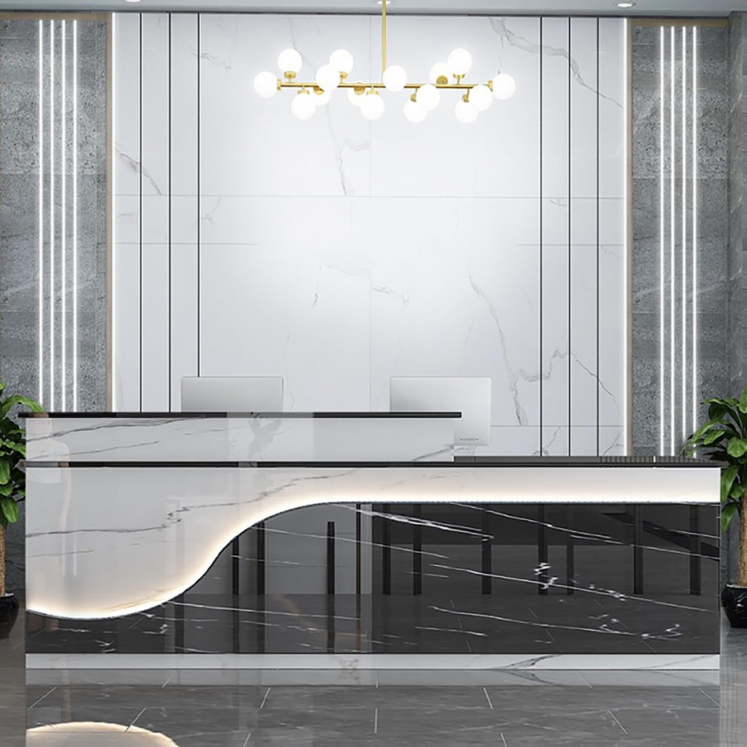 Modern LED Reception Desk for Entryways Living Rooms Shops and Home Offices - Stylish and Functional Furniture for Enhanced Workspace Aesthetics