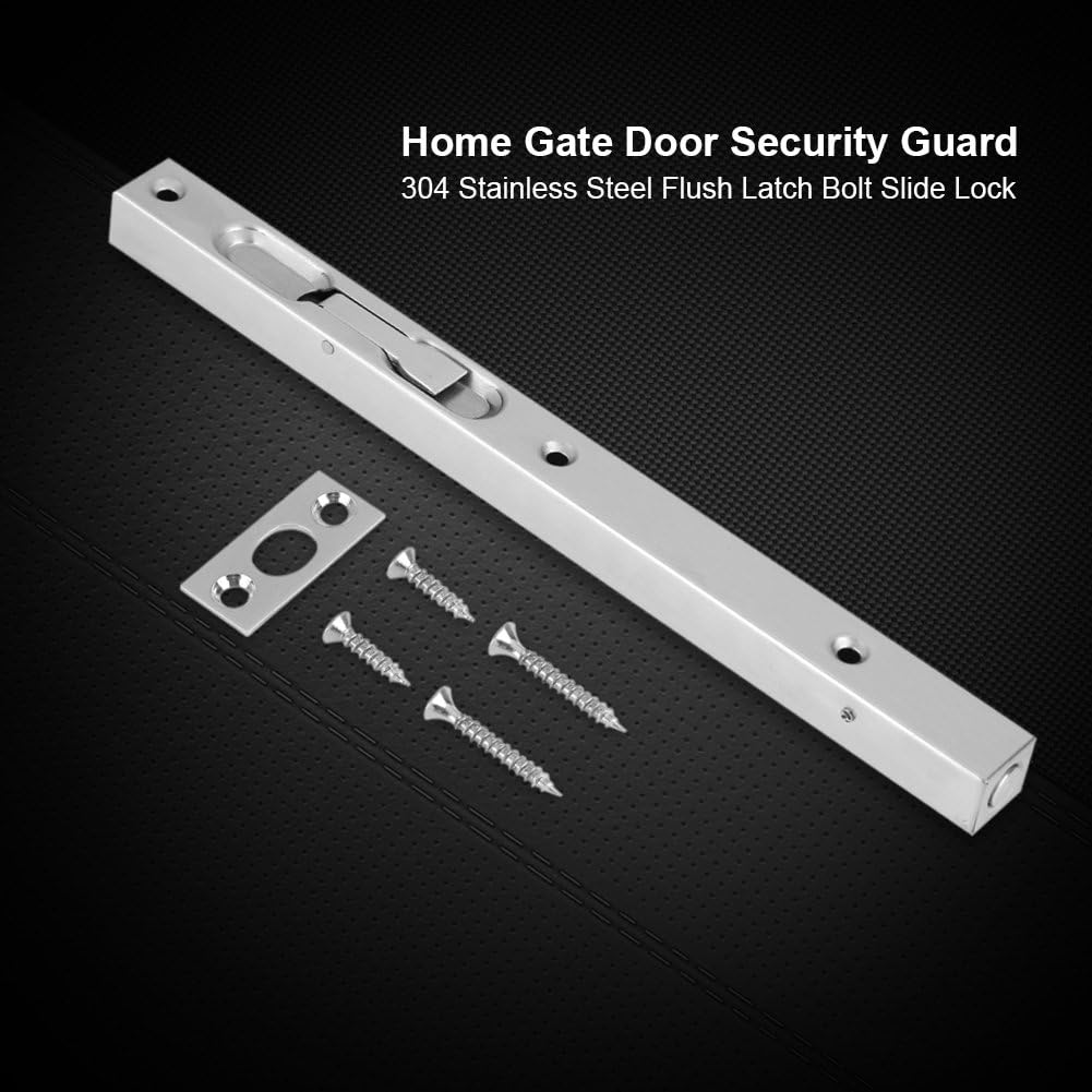 Zerodis Door Bolt 304 Stainless Steel Door Flush Lock Security Lever Action Gate Bolt with Strike and Screws (10inch)