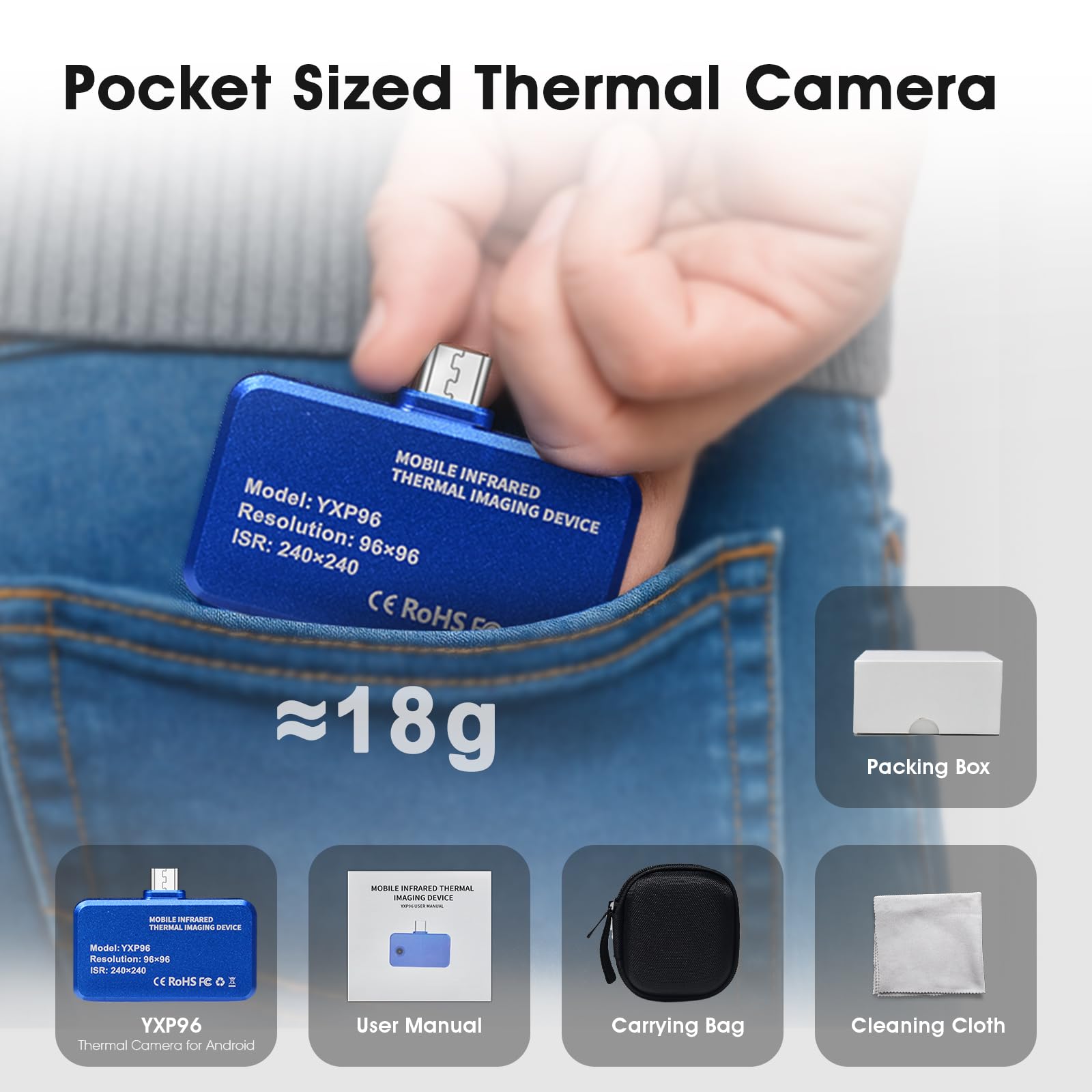 Wärmebildkamera für Android Smartphone, AIOMEST Thermal Camera 240 x 240 TISR Wärmebild mit USB-C, 25Hz, -20°C ~ 550°C, Infrarot Kamera für Wärmeverlust Inspektion Leckagesuche Wärmebrücken (Deutsch)