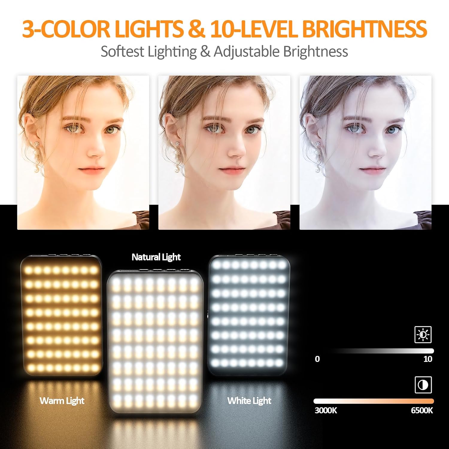 128 LED Rechargeable Portable Selfie Light Video Conference Lighting with Clip and Camera Tripod Adapter, 3 Lighting Modes, for Laptop/Phone, iPhone Camera, Youtube, TikTok,... - Image 2