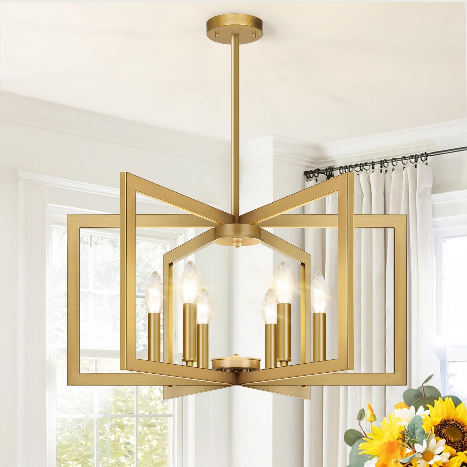 Photo 1 of Lynnoland Modern Gold 6-Light Chandelier