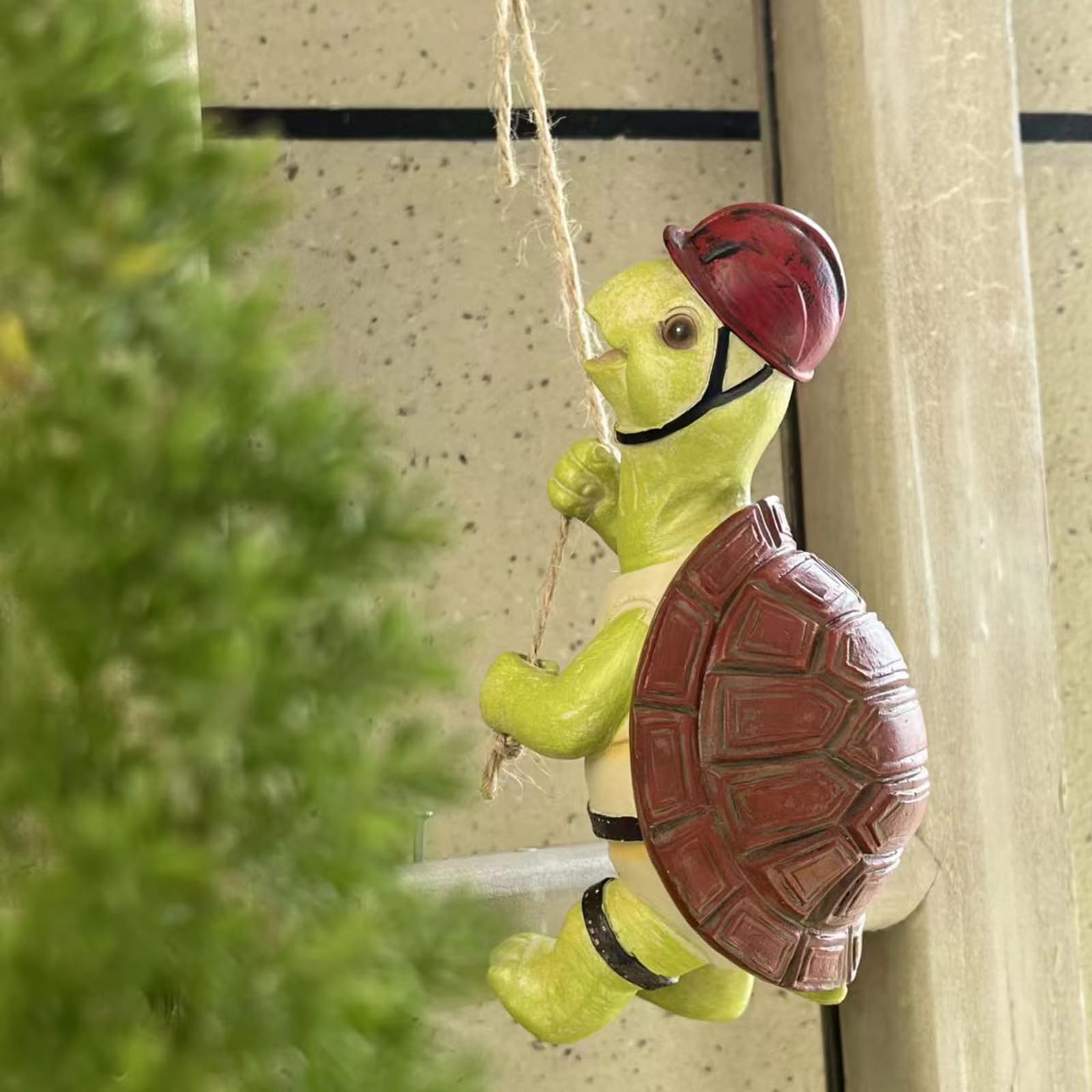 Kreatywna wspinaczka żółwia ogrodowego żywiczne wiszące figurki zwierząt z liną do wewnątrz na zewnątrz patio balkon ozdoba drzewo wisiorek dekoracja(