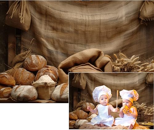 YongFoto Bakery Baking Backdrop 6x4ft Bake House Bread Basket Wheat Ears Vintage Photography Background Kids Birthday Party Banner Baby Baker Portrait Photoshoot Wallpaper Photo Studio Booth Props