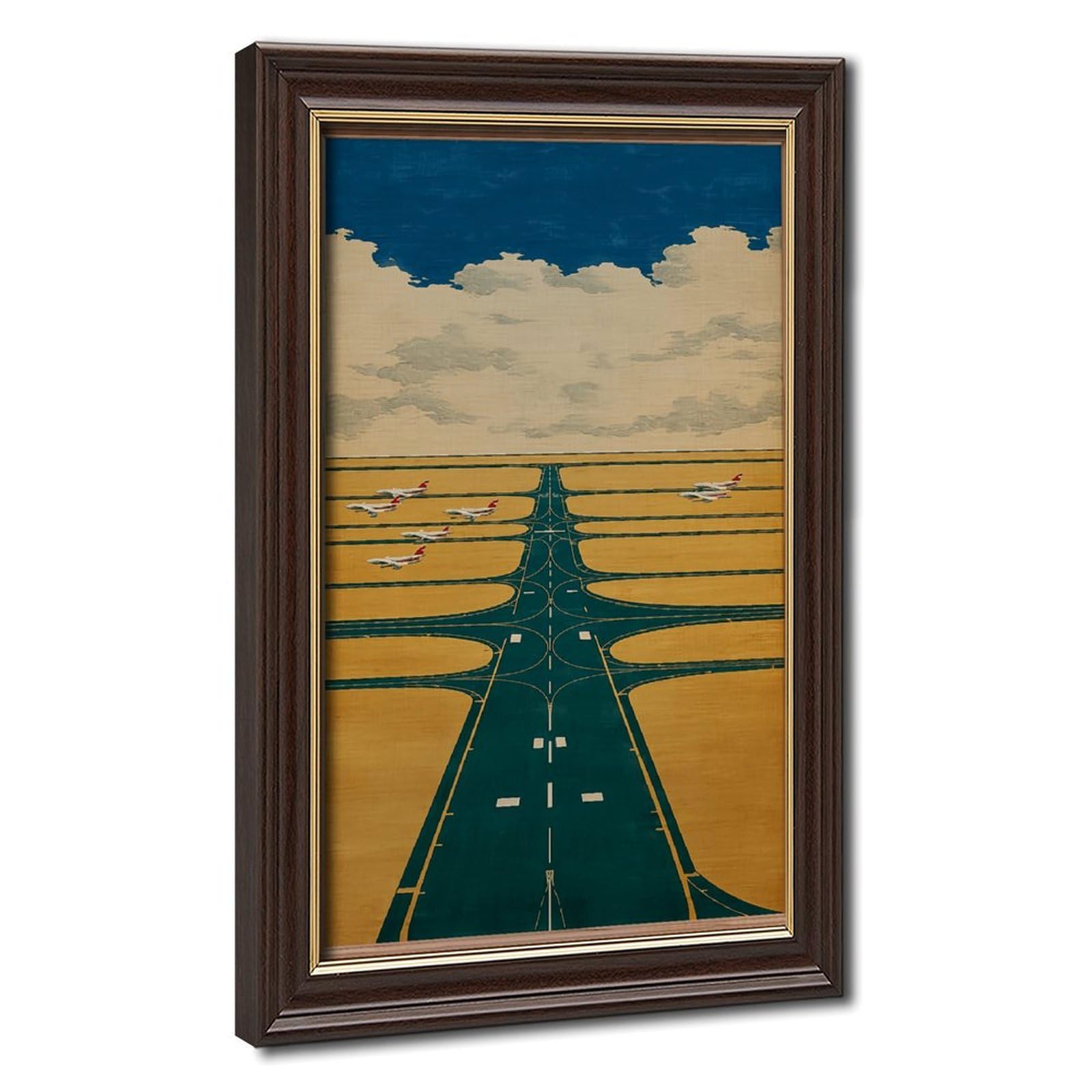 AYINUER Airport Runway Airplane Cloud Sky Poster Canvas Poster for Office Decor Gift