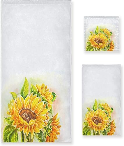 Miniatura 8 de ALAZA Juego de toallas de 3 piezas, juego de toallas de baño exóticas de colibrí tropical con flores fucsias, 1 toalla de baño, 1 toalla de mano, 1