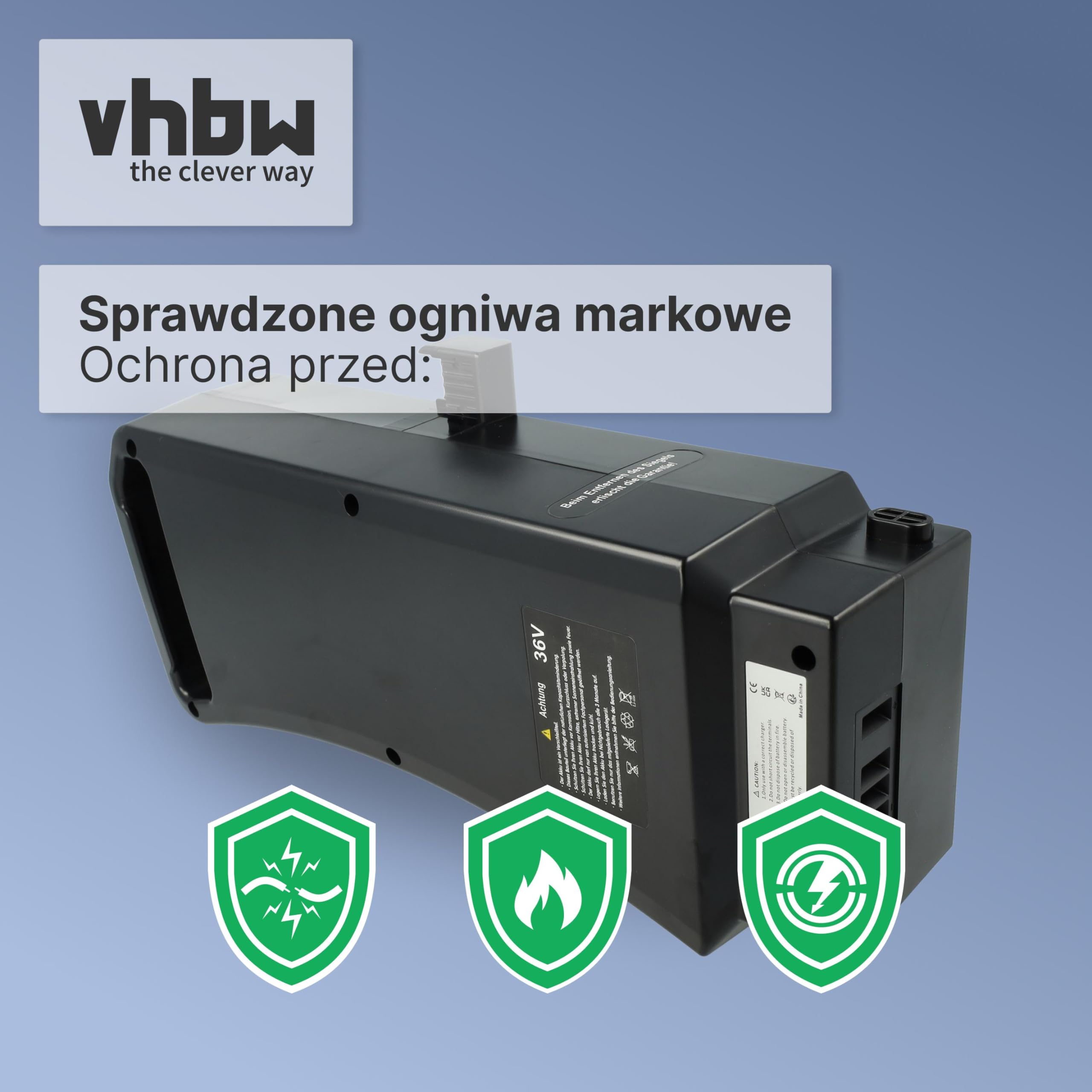 vhbw Akumulator pasujący do modelu Prophete z roku 2014: 52384 E-Bike rower elektryczny zastępuje Samsung SDI Side-Click 36 V akumulator (litowo-jonowy, 10400 mAh, 36 V)
