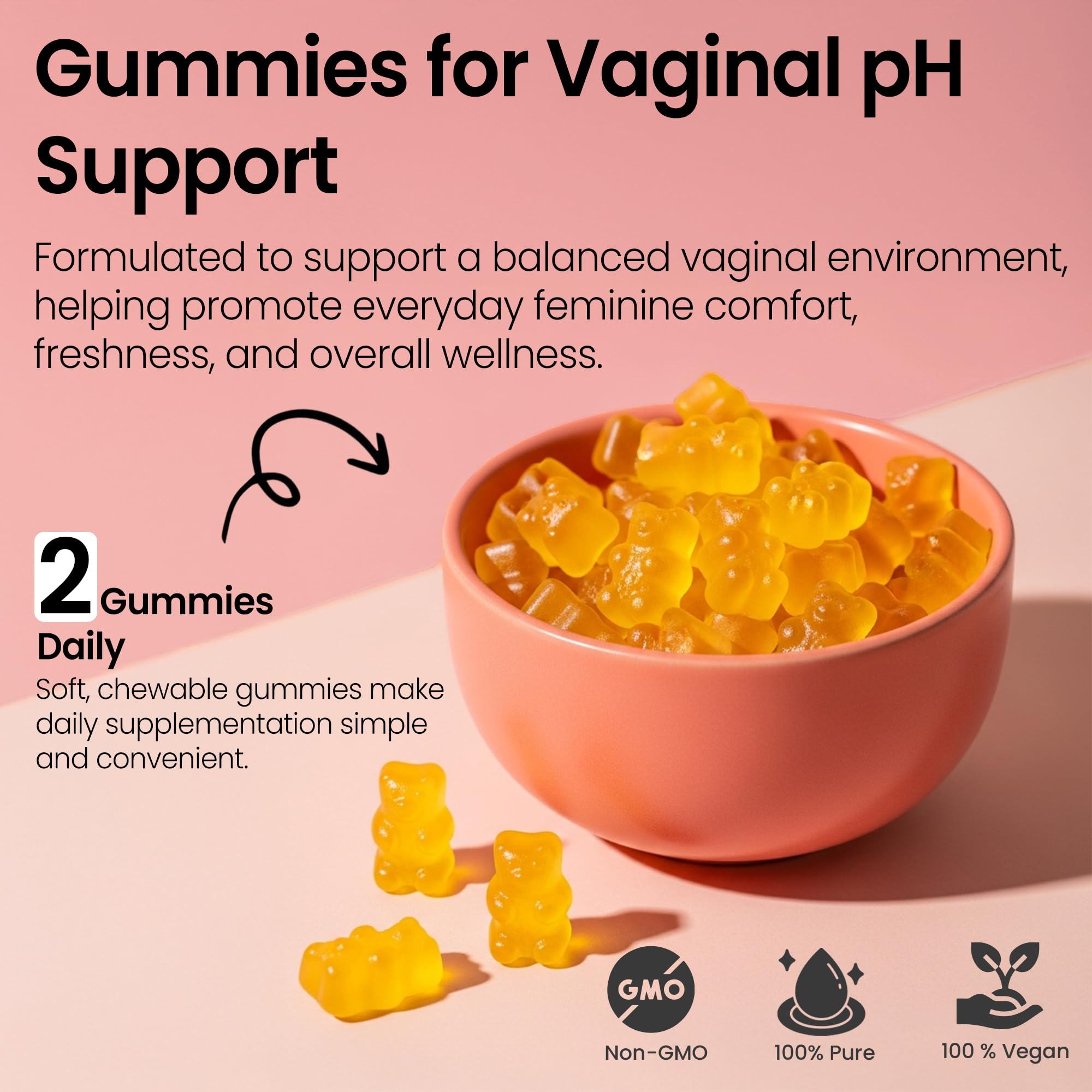 Vaginal Probiotics Gummies | ph Balance for Women | Prebiotics and Probiotics for Women | Pineapple Gummies for Women for ph Balance and Vaginal Health | Vaginal Odor Control 60 Gummies