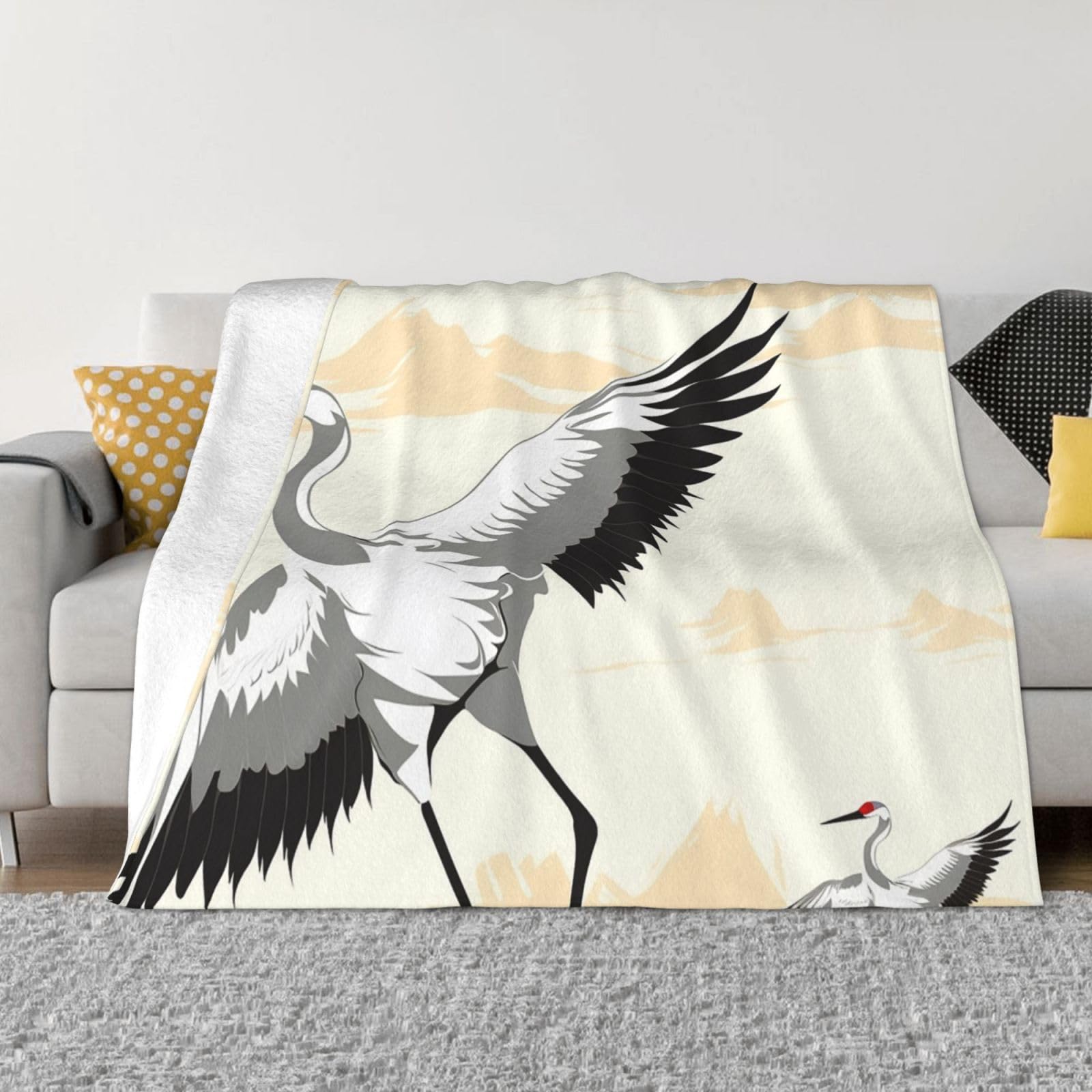 Couverture en flanelle grue japonaise résout le problème des plaids trop lourds