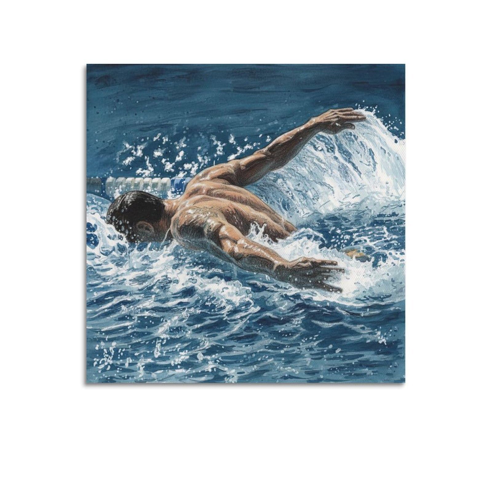 OKAHYS Extreme Sports Poster Swimming Vintage Artwork Decorative Painting Canvas Wall Artworks Picture 16x16inch(40x40cm)