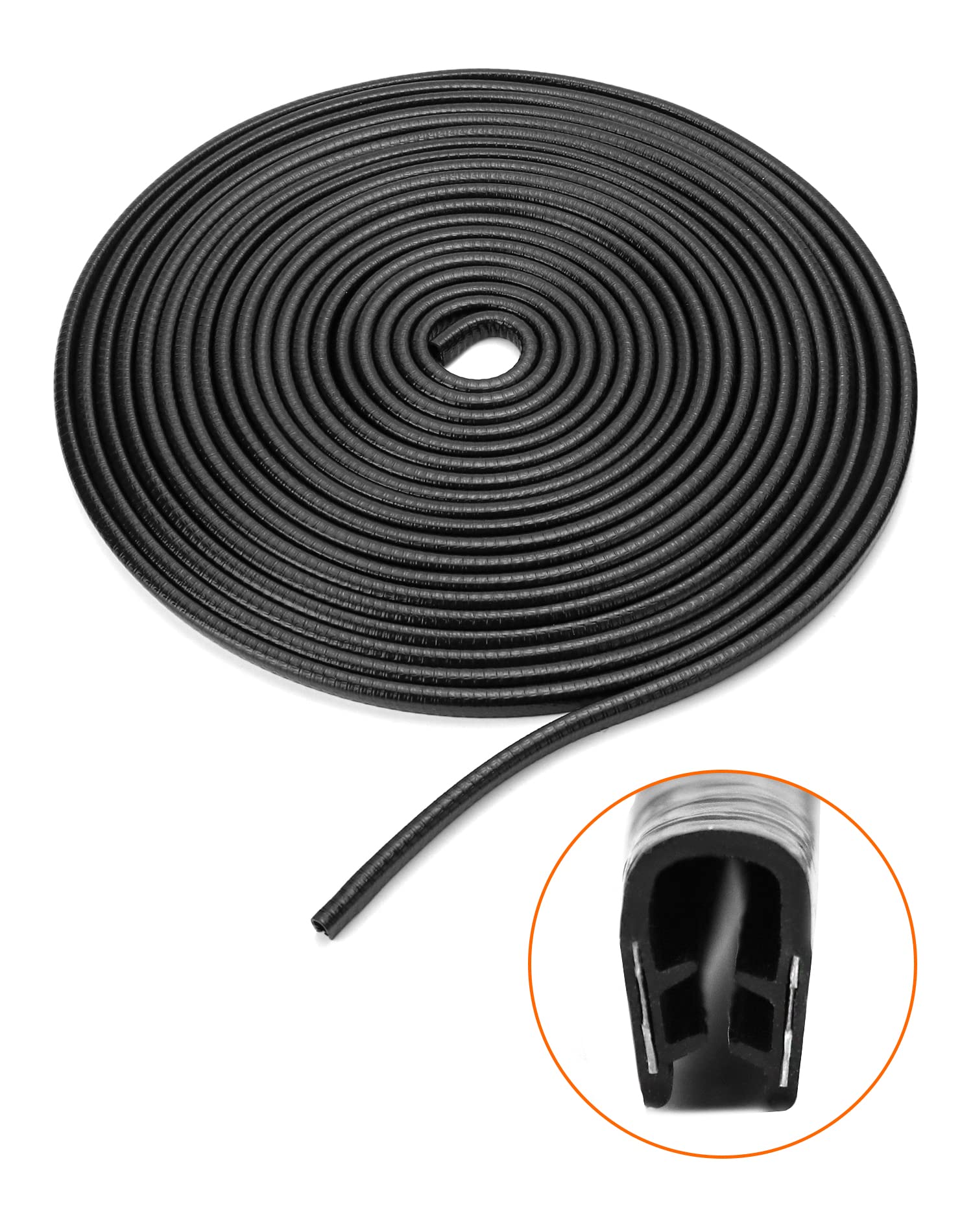 QWORK® Ochraniacz krawędzi drzwi samochodu, gumowa osłona krawędzi, ochraniacz drzwi samochodu, kształt U, 10 m, czarny, do większości samochodów