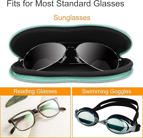 Vista 4 de Fintie - Funda para gafas de sol con mosquetón, ultraligera y portátil, con cremallera, M