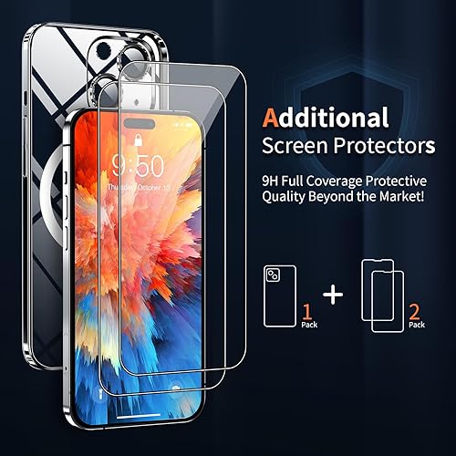 Miniatura 6 de IHAITUN Dataroad - Funda magnética transparente para iPhone 15, protección completa de la cámara compatible con Magsafe no se pone amarillento