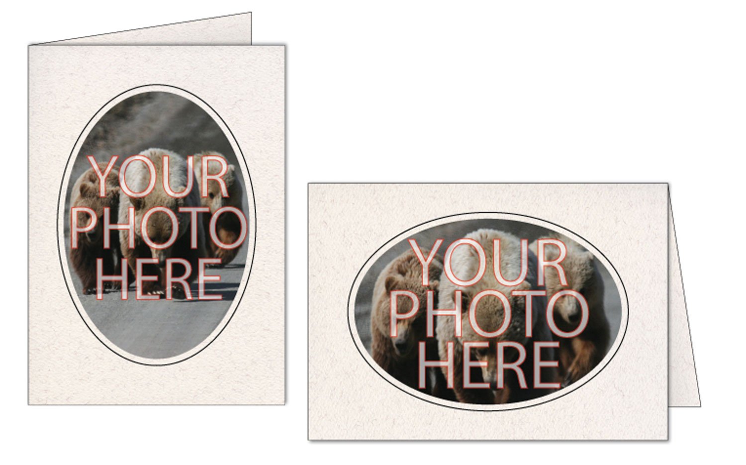 Photographer's Edge, Photo Insert Card (Oval), Natural with Single Border, Set of 10 for 4x6 Photos - Raven Black
