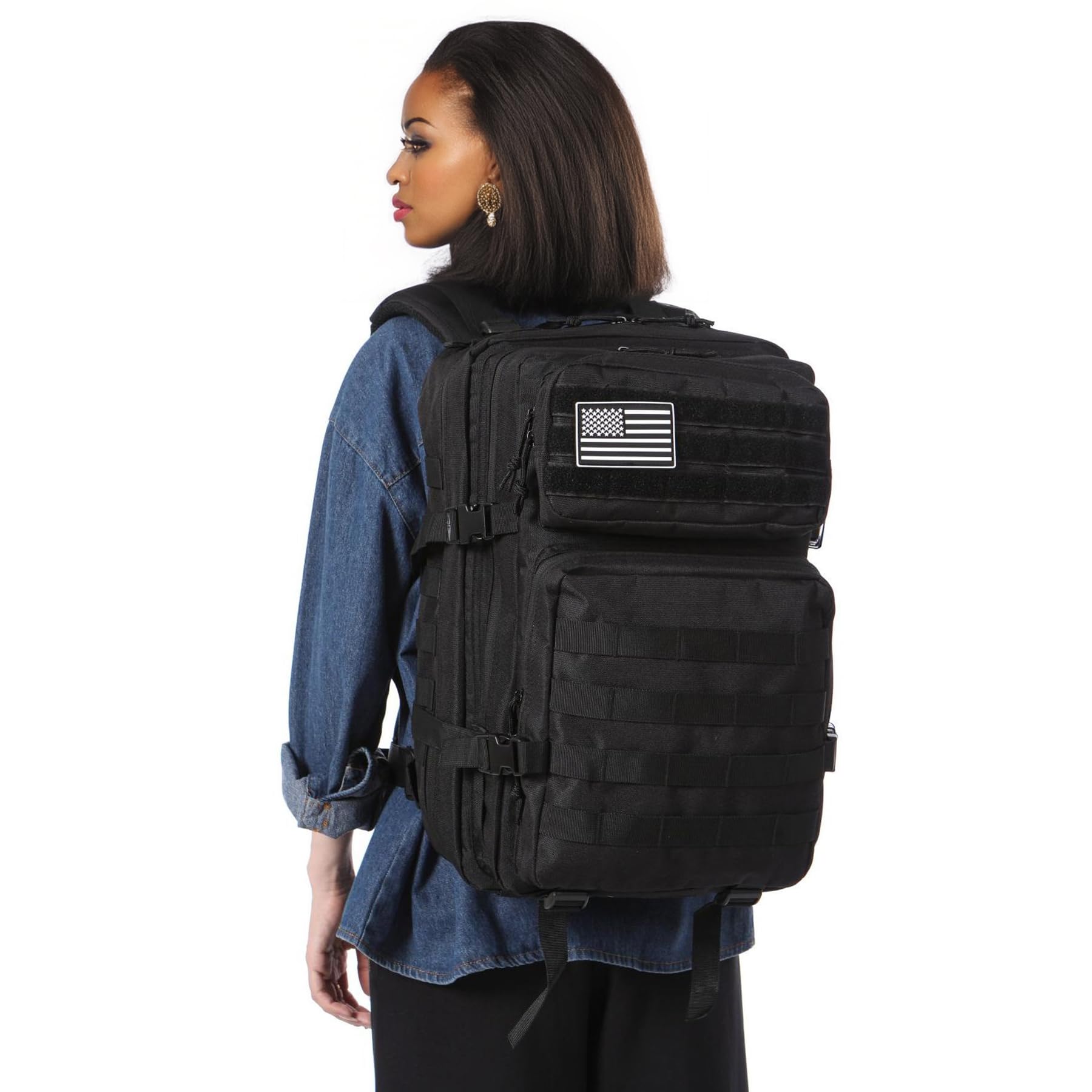 Mochila De Pesca De 50 Litros Impermeable De Nailon Duradera,Mochila Deportiva Táctica Militar Al Aire Libre Mochilas De Senderismo Casual (Negro)