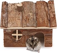 Vista 2 de Wontee Hamster Wood House - Cabaña escondida para hámsteres enanos, ratones, jerbos pequeños (pequeño)