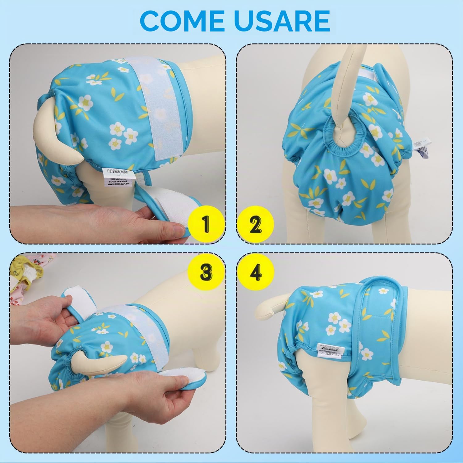 Nobleza 3 Pezzi Pannolini Cane Femmina, Mutande Lavabile per Cani in Calore, Pannoloni per Cani Femmina Ciclo, Assorbenti, Riutilizzabili, M, Vita 40-50cm