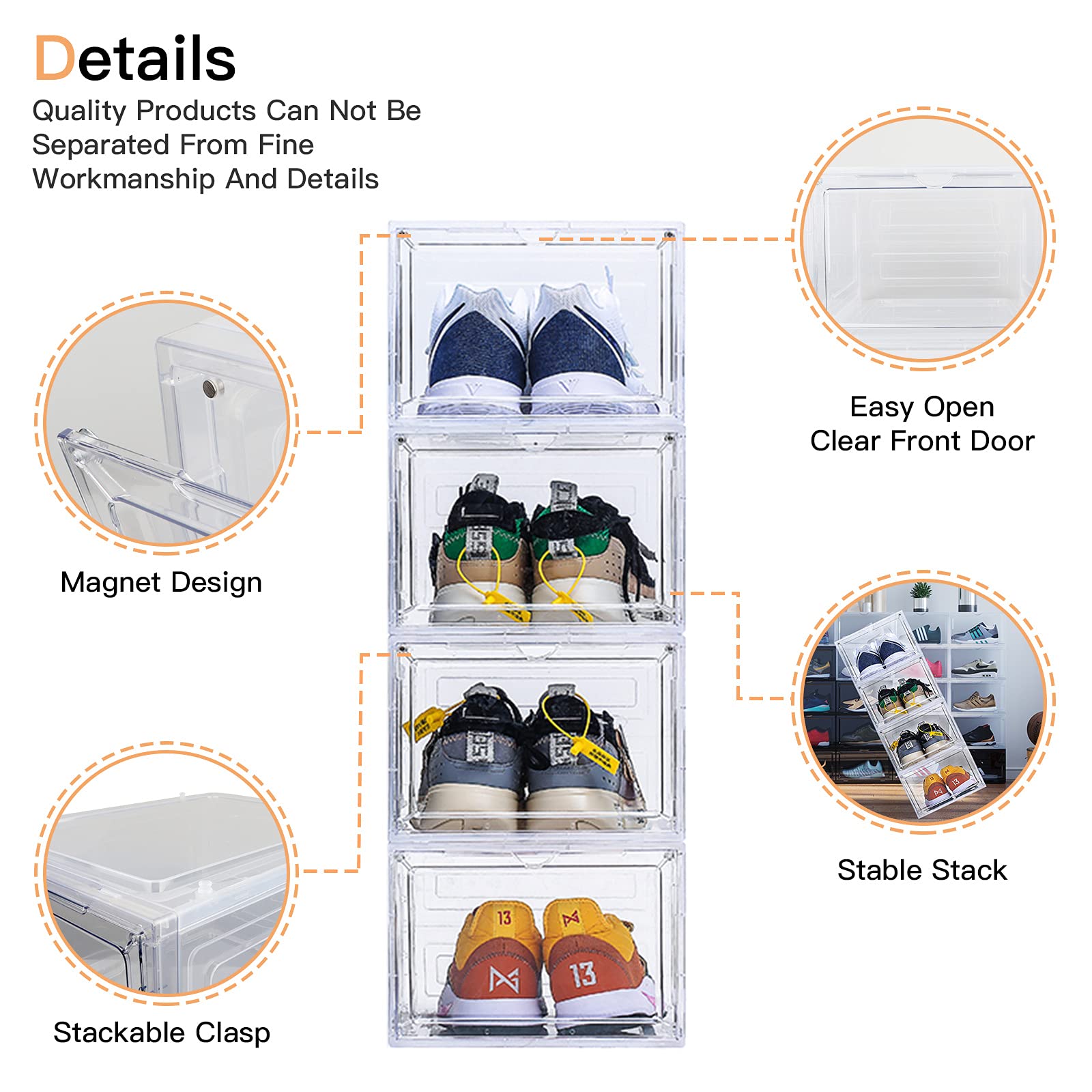 Buy Shoe Storage Boxes , Zimso Clear Plastic Stackable Shoe Organizer