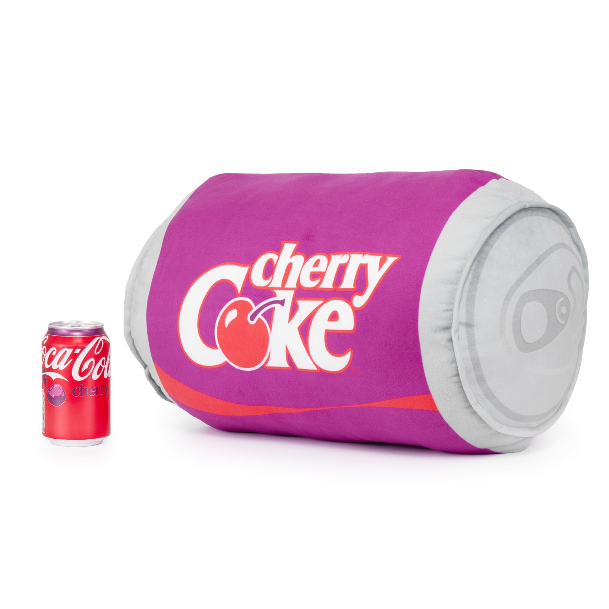 Official Cherry Coke Plush Pillow – Soft 40cm Purple Can Throw Pillow, Officially Licensed Coca-Cola Merchandise, Retro Decorative Cushion for Home & Office