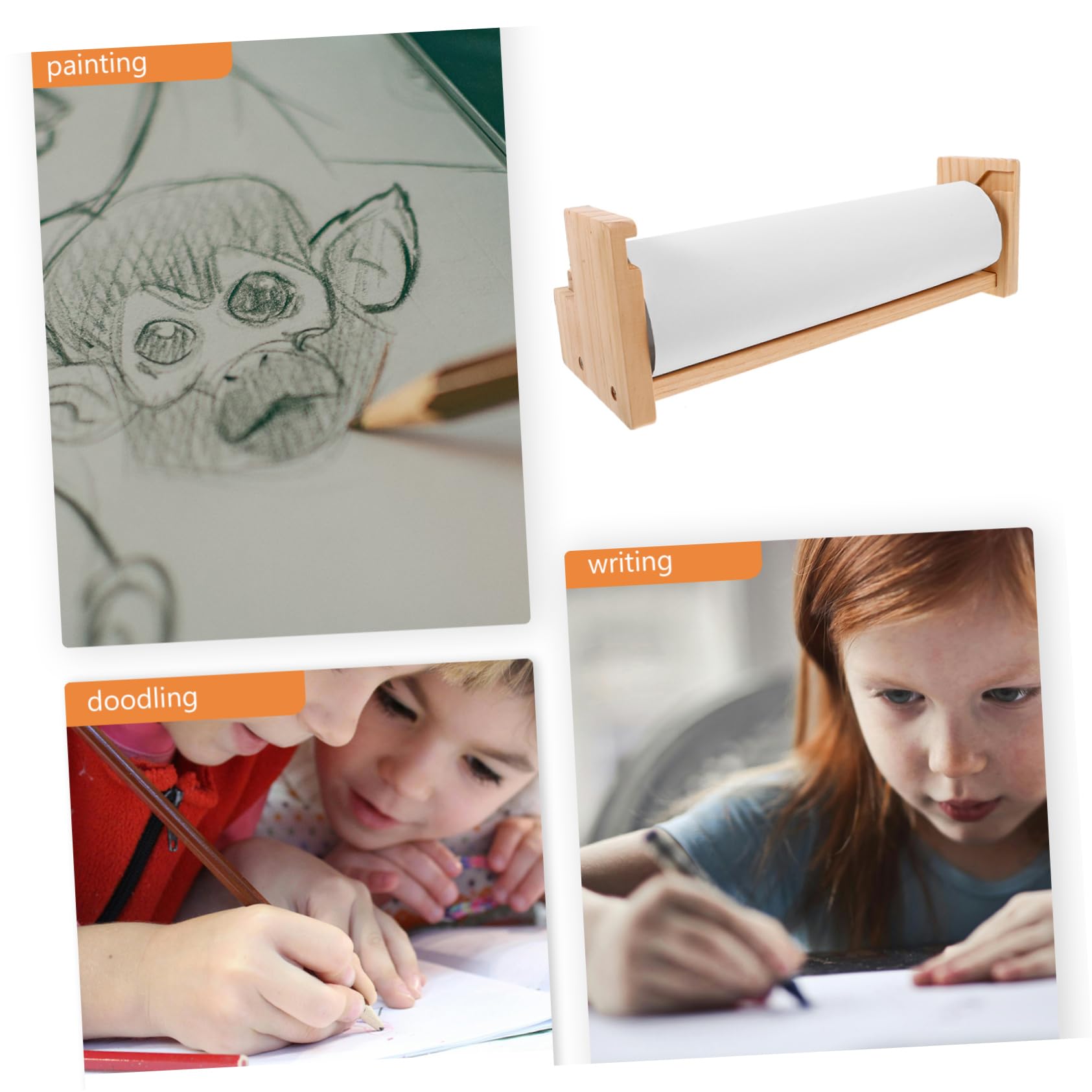 VILLCASE Cavalletto da Tavolo Multifunzionale Salvaspazio in Legno Rotolo di Carta da Disegno per Ragazzo Ragazza per Attività Creative e Scrittura