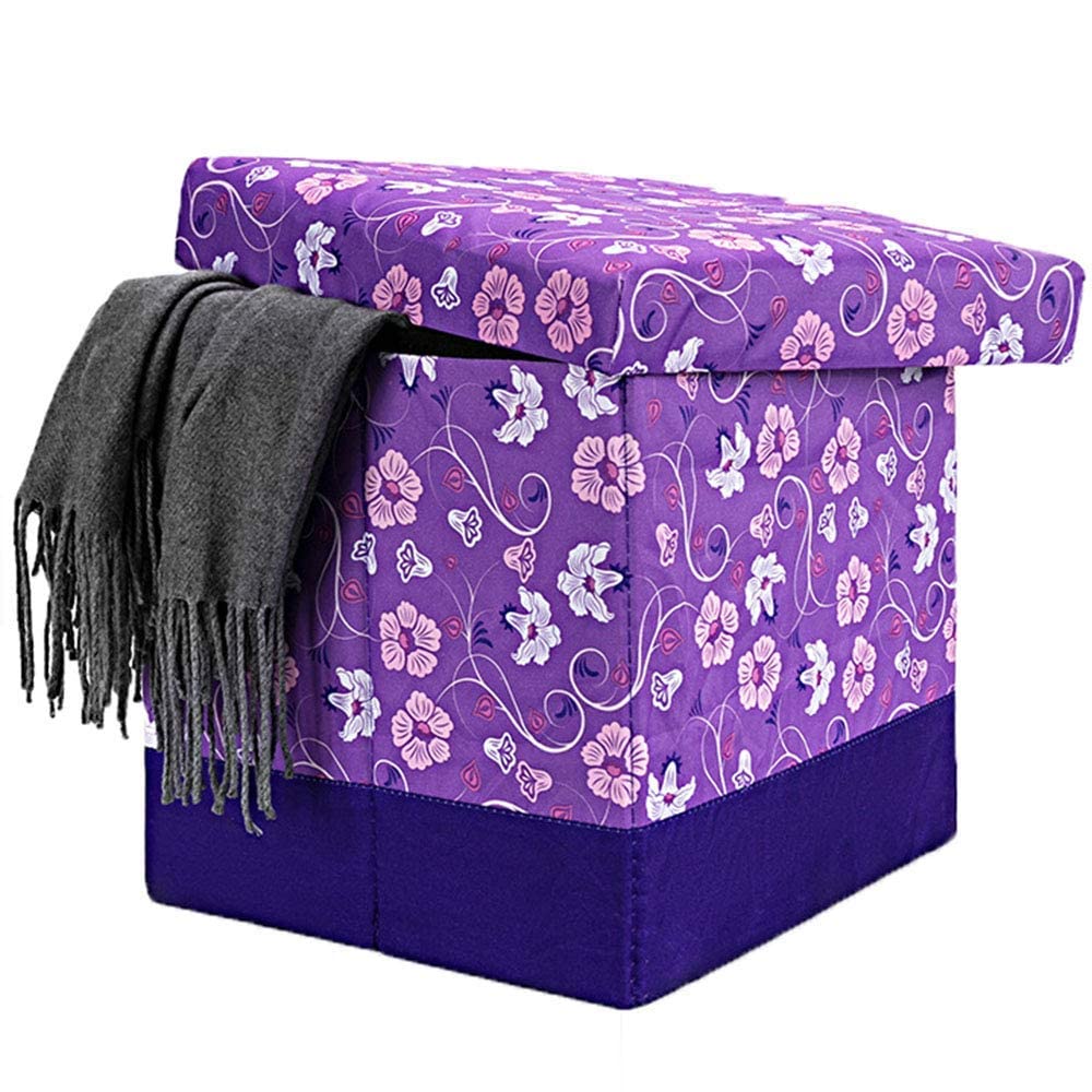 Repose-pieds floral plissé de qualité supérieure avec housse violette