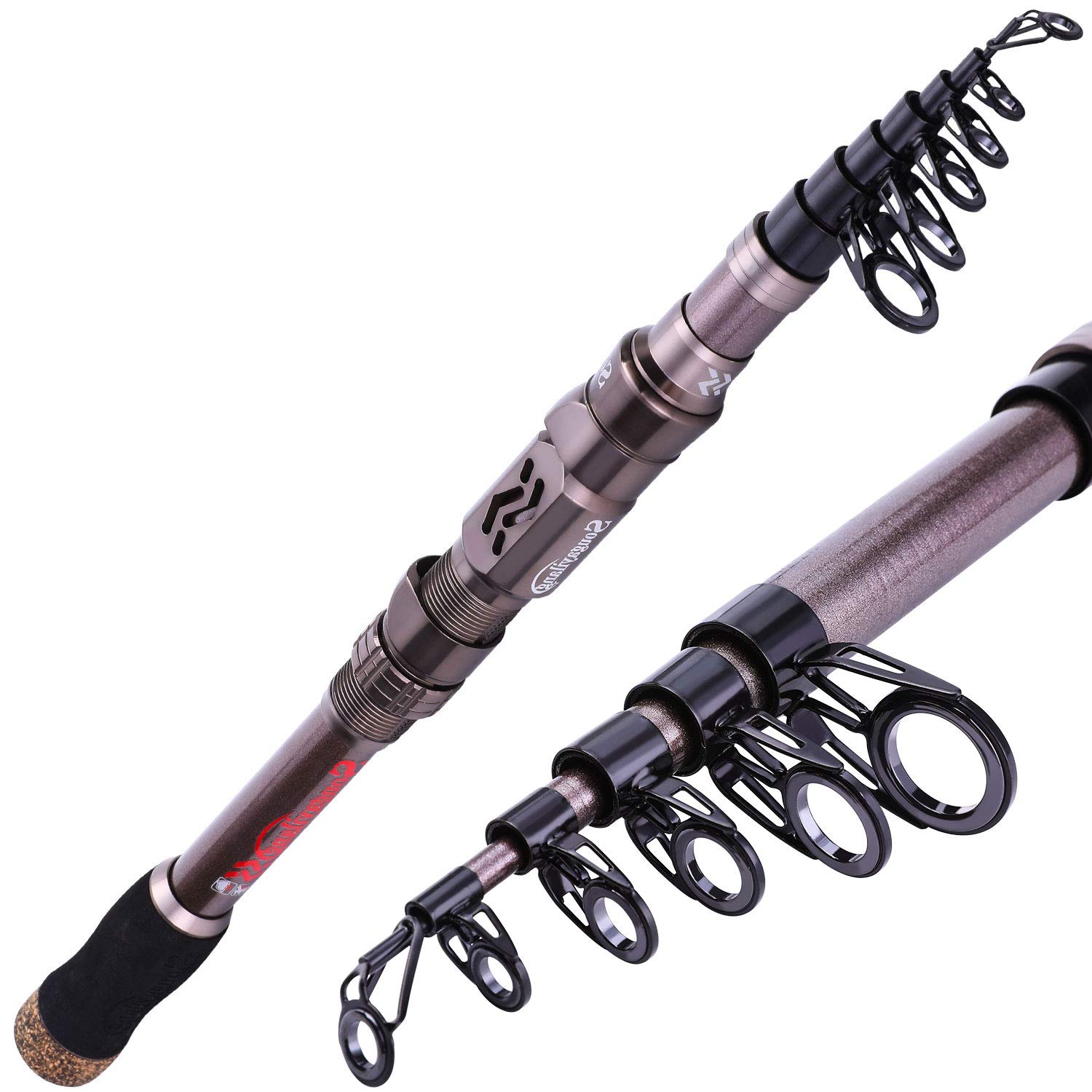 Sougayilang Telescopic Fishing Rod - 24 Ton Carbon Fiber,CNC Machined Reel Seat, Comfortable EVA Handle, Travel Fishing Rod for Bass Trout Fishing