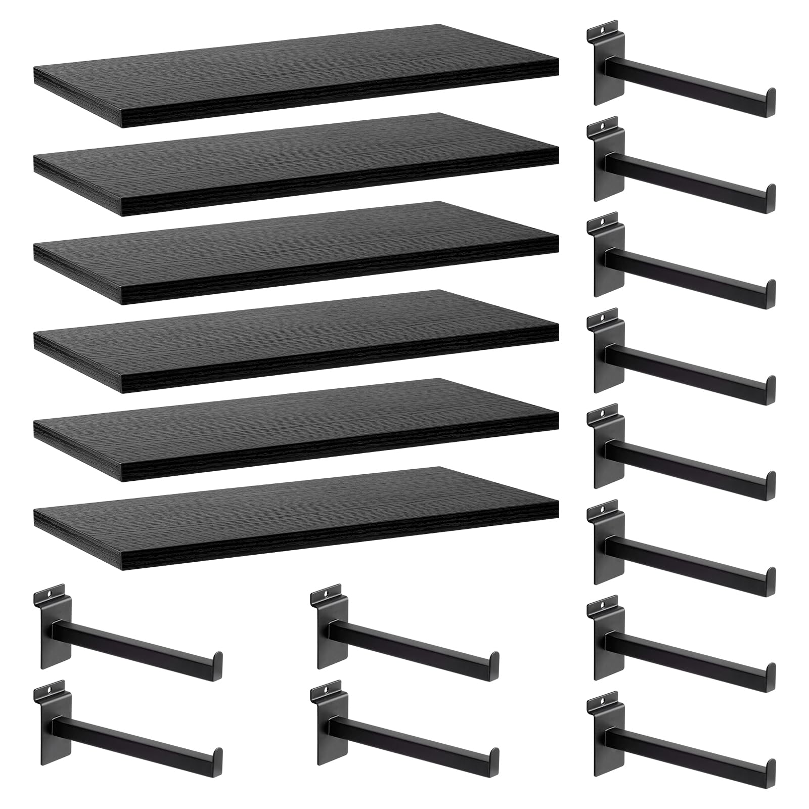 WETOECOTEC Wood Slatwall Shelves, Slat Wall Shelf Slatwall Acccessory for Garage, Home Improvement, Retail Display (6, 16''x8'')