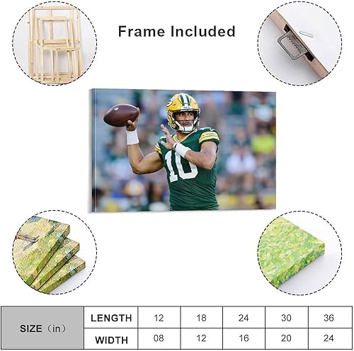 Miniatura 2 de OKSEAS Jordan Love Art - Póster deportivo de estrella del mundo de fútbol americano, póster de arte de pared, pintura en lienzo, pósteres de arte,