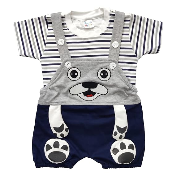 MURLI New Born Dungaree Dress Set with T-shirt for Baby Boys & Baby Girls