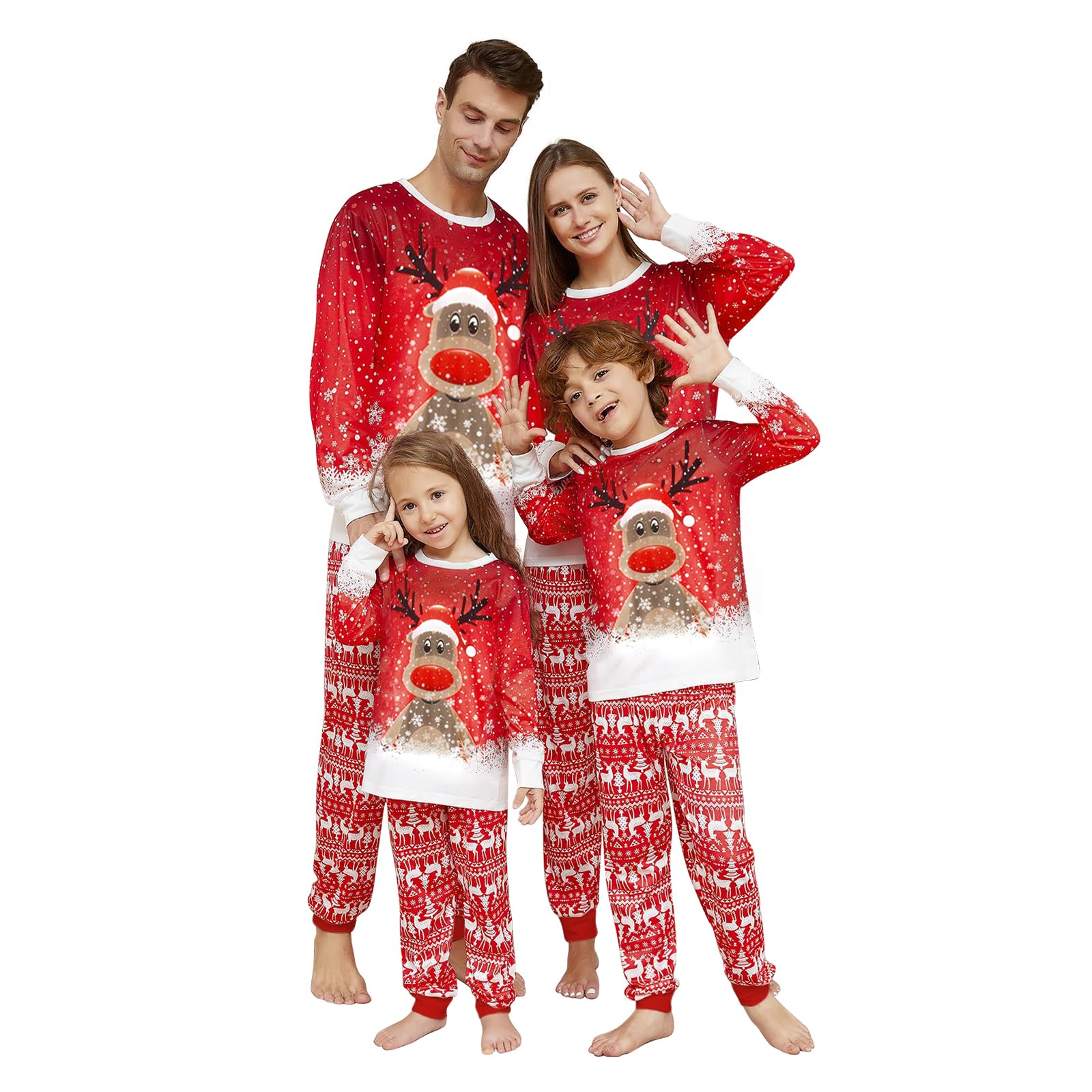 Pyjama Famille Noël - Ensemble 2 Pièces Manches Longues Coton - Taille Bébé, Enfant, Adulte - Pour Pyjama Party