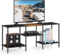 Vista 7 de Soportes de TV para sala de estar, centro de entretenimiento negro con almacenamiento para consola de TV de 50 pulgadas, para dormitorio, oficina