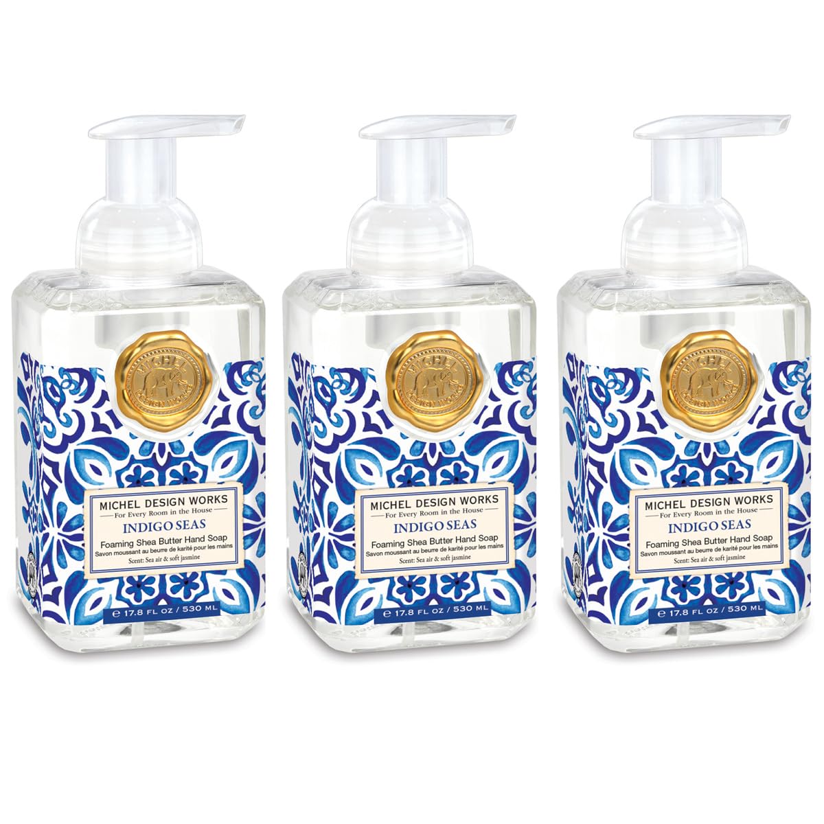 Michel Design Works Indigo Seas 3-PACK Foaming Hand Soaps, 17.8 fl oz each