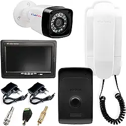 Kit Porteiro Intelbras IPR 1010 + Câmera Full HD 1080p 2MP Bullet 20 Metros + Tela Monitor 7 polegadas LCD Colorido