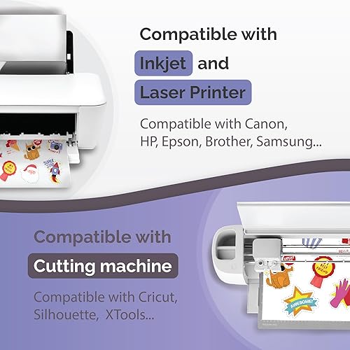 Miniatura 5 de Papel adhesivo semitransparente translúcido para impresora de inyección de tinta e impresora láser, 62 hojas, autoadhesivo a prueba de agua, se seca