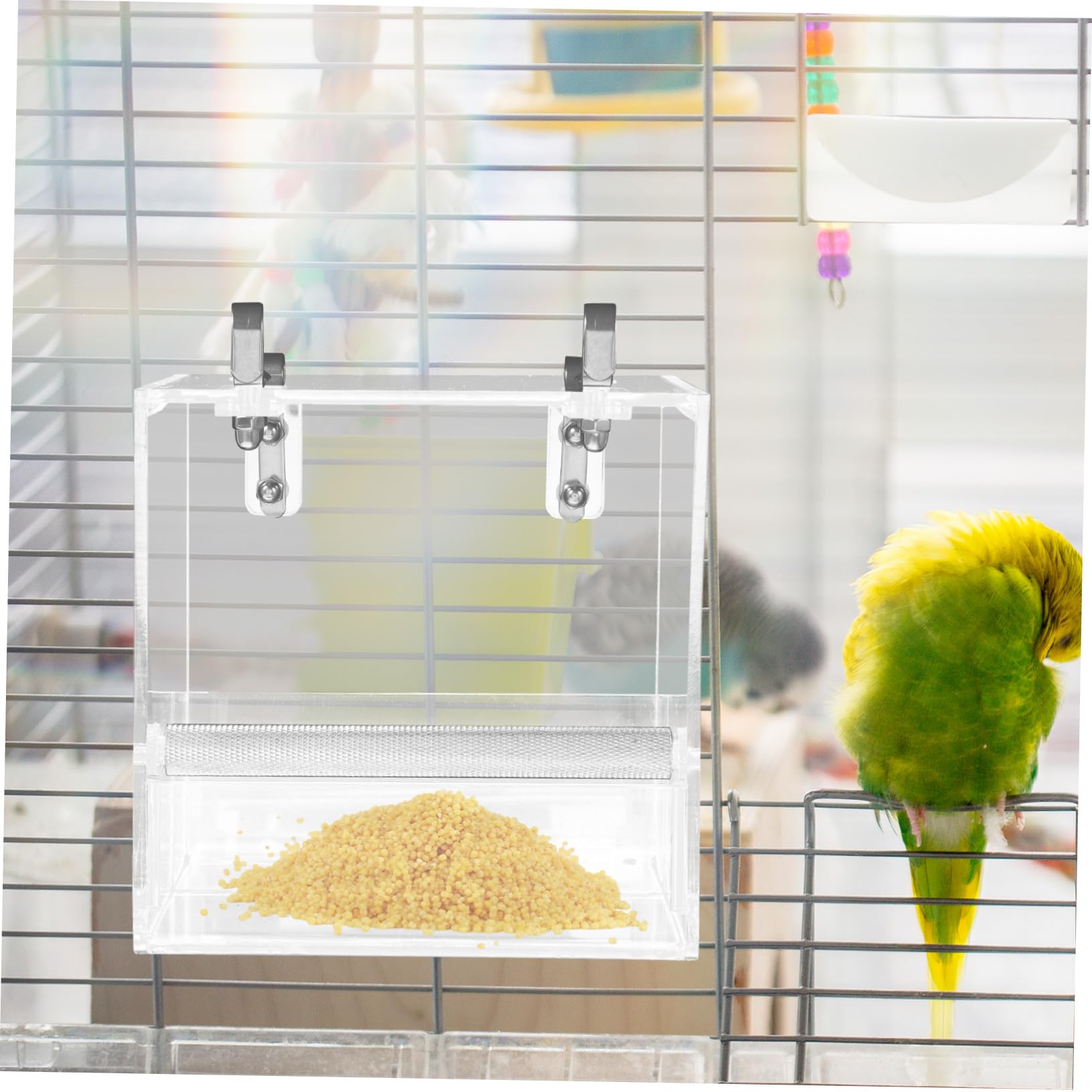Mangeoire Automatique Plastique pour Oiseaux Petits et Perroquets Bol Eau et Nourriture Facile à Installer et Nettoyer Accessoire Suspendu Décoratif pour Cage