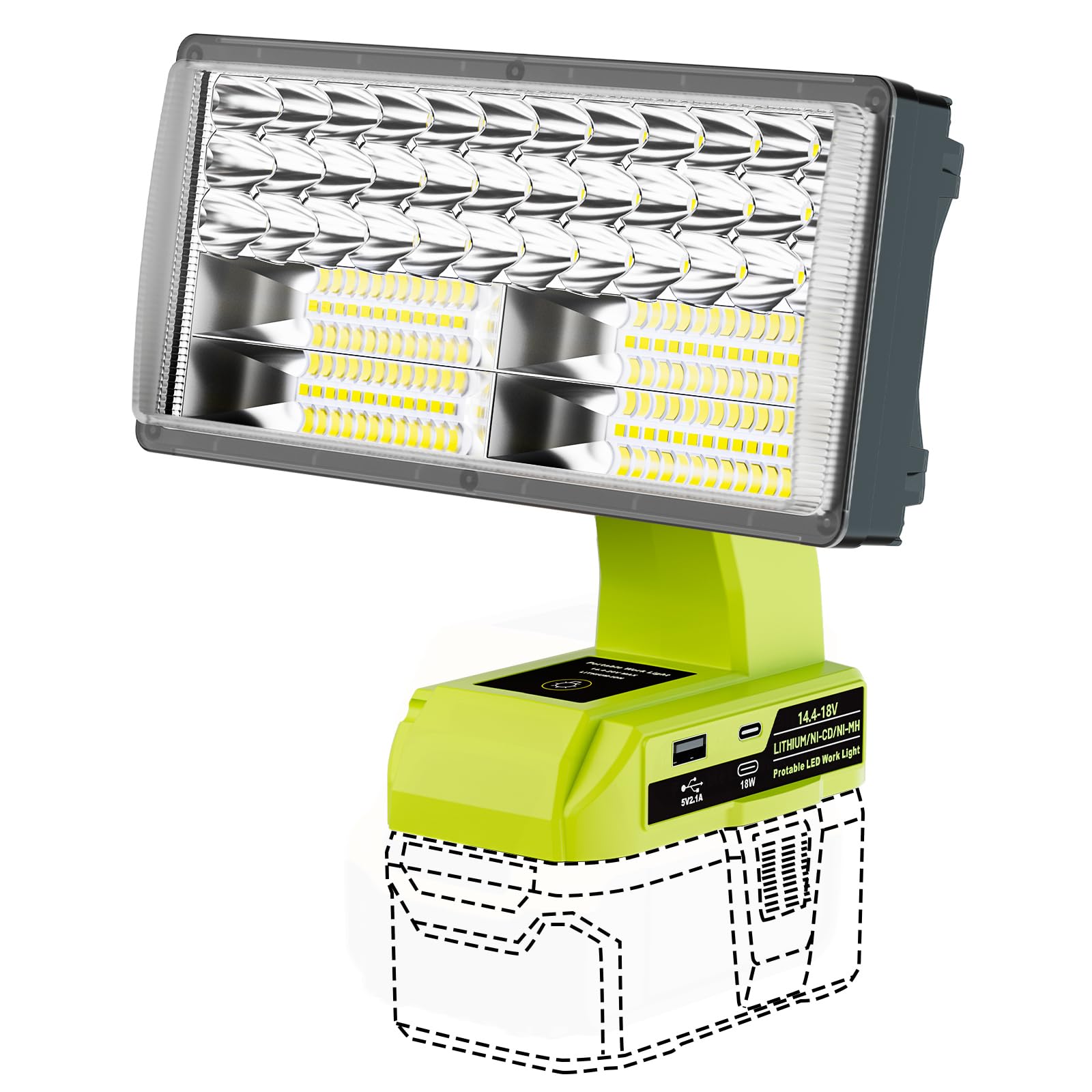 Work Light Cordless Tools Light for Ryobi 18V Battery, 40W Portable LED Work Light with USB &amp; Type-C Output, 4200LM for Construction Renovation &amp; Home Repair Lighting (Battery Not Included)