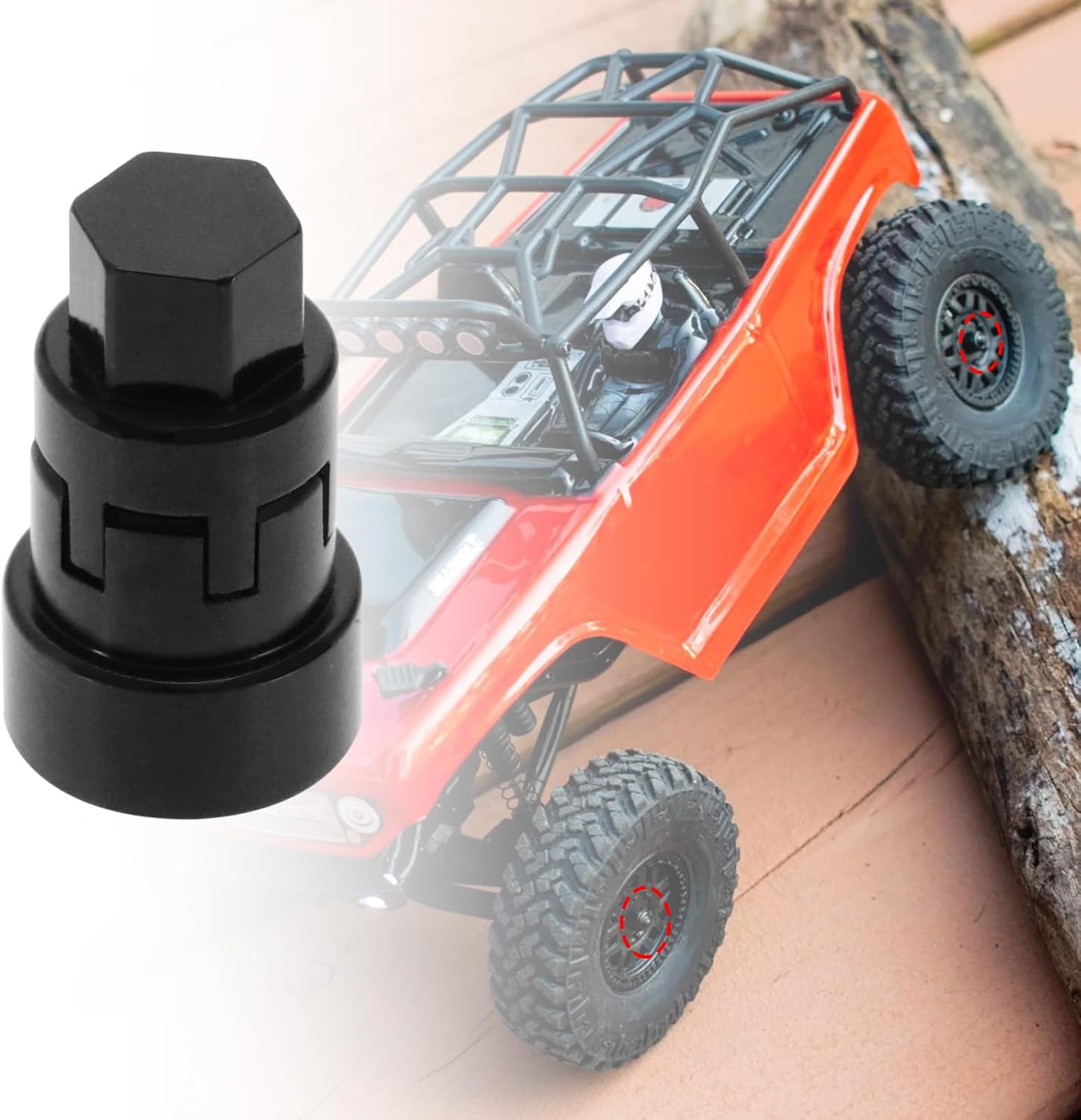 4PCS M2 Wheel Nut Cap RC Car Wheel Dust Nut CNC Aluminium Locking Hub for 1/24 RC Crawler Cars Compatible with Axial SCX24 Deadbolt JLU Gladiator Bronco, Black