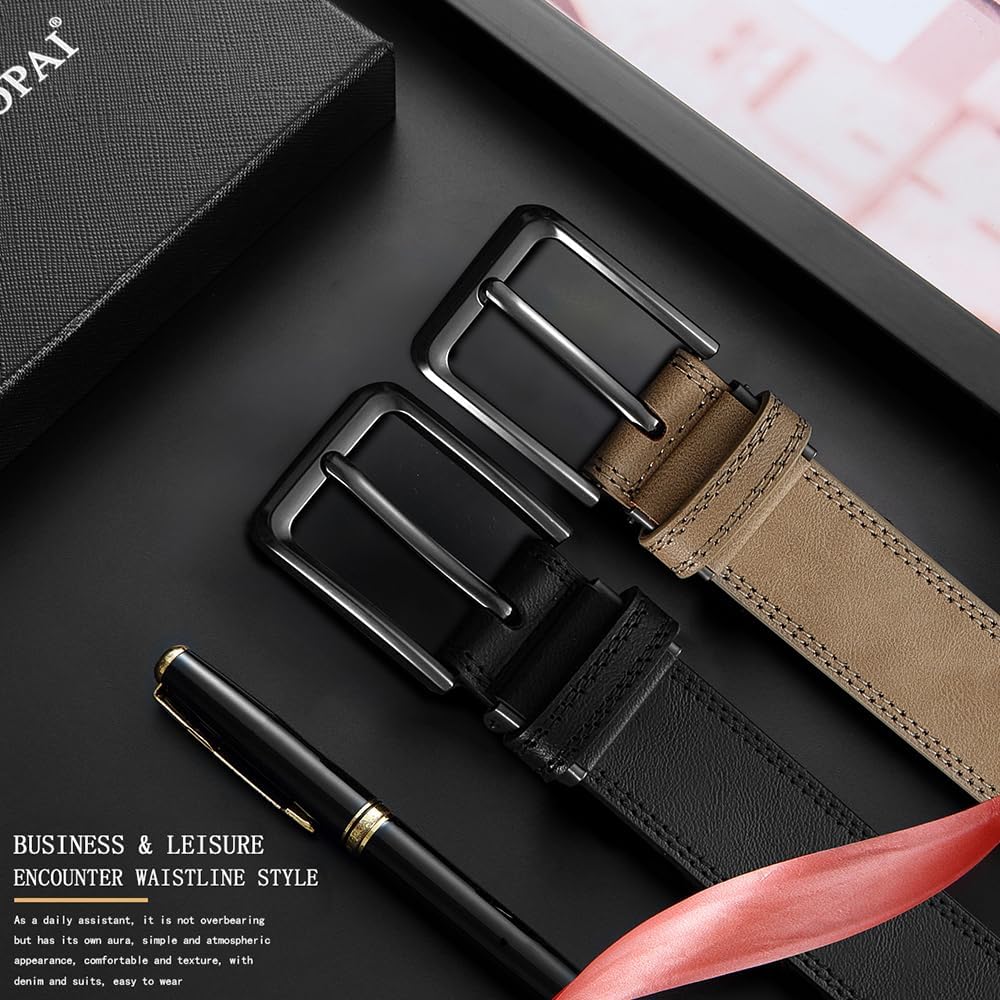 DOOPAI Men's Leather Belt - 1 3/8" Genuine Cowhide Dress Belt for Work, with Quick-Size Adjuster Golf & Casual - Image 4