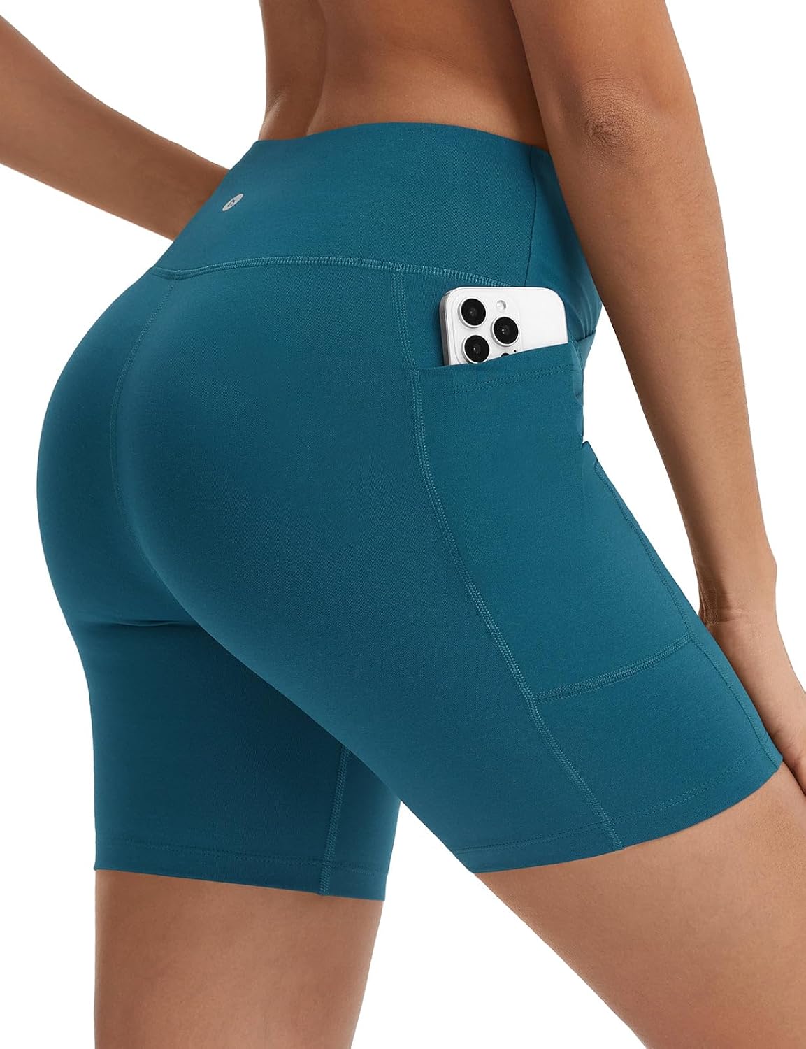 baleaf Crossover Biker Shorts Women 6" High Waisted Yoga Shorts with Pockets Bike Workout Spandex Compression - Image 3