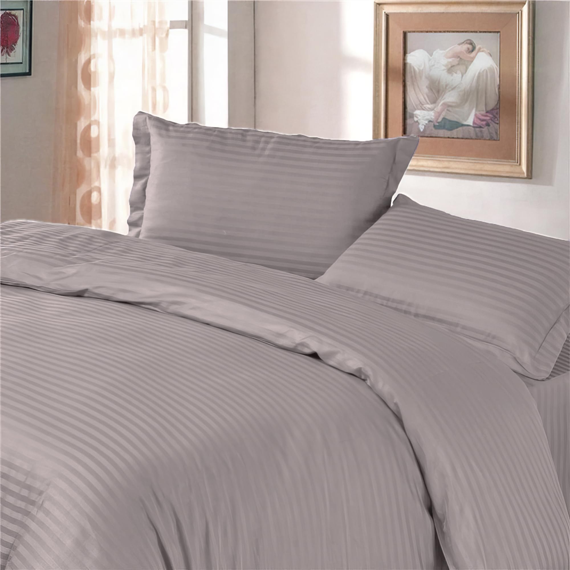 Rezlan - Duvet cover set (2 pieces) Duvet cover with pillow case (Beige, Single)